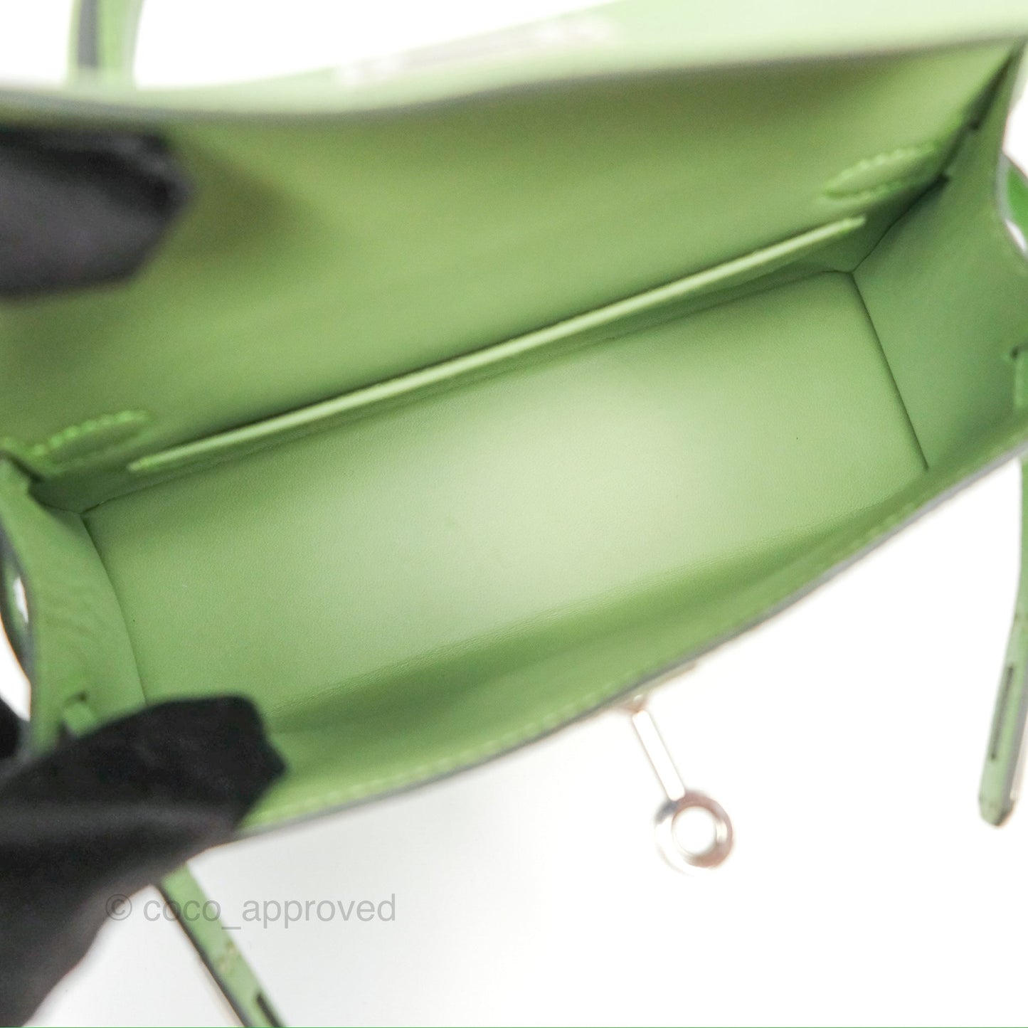 Hermès Mini Kelly II Vert Criquet Epsom Palladium Hardware