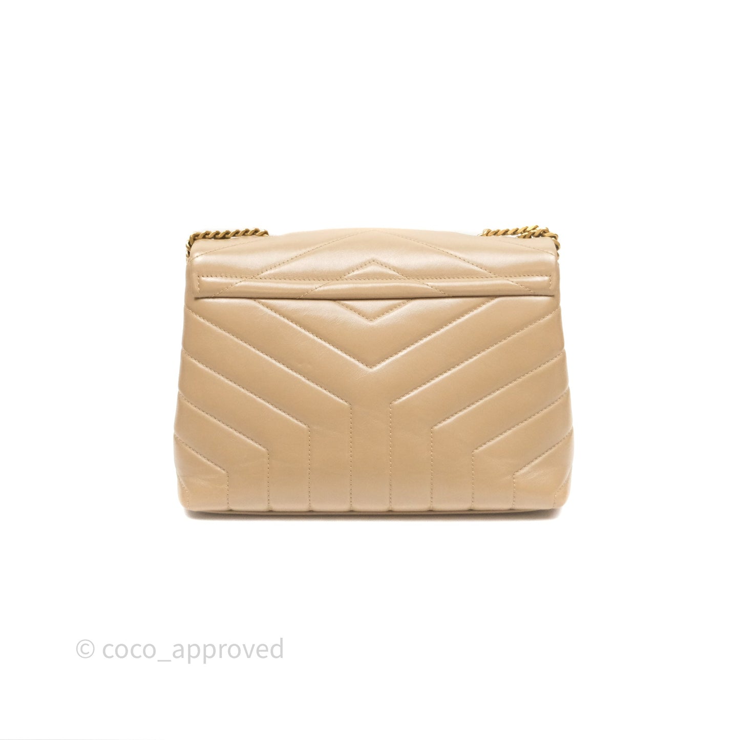 Saint Laurent Loulou Small Flap Bag Beige Gold Hardware