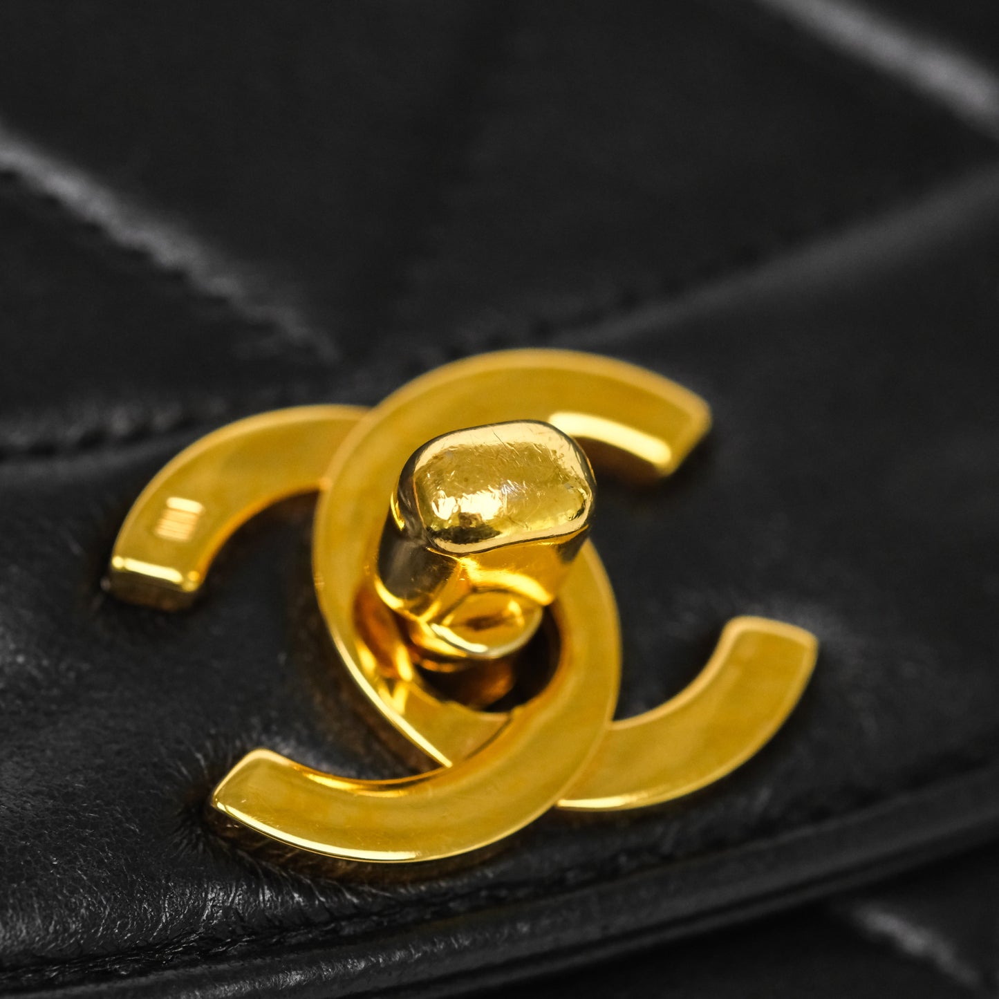 Chanel Vintage Small Classic Diana Quilted Black Lambskin 24K Gold Hardware