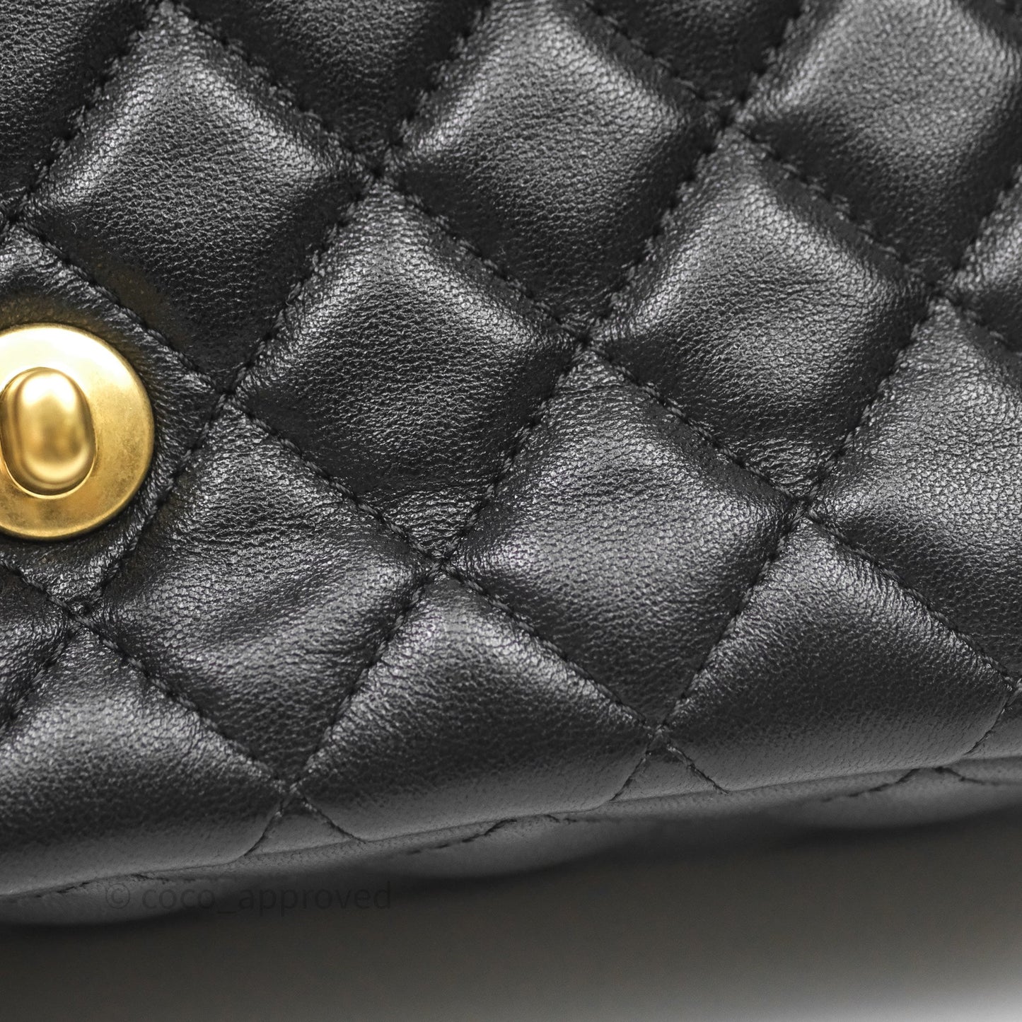 Chanel Logo Top Handle Small Flap Bag Black Lambskin Gold Hardware 24C