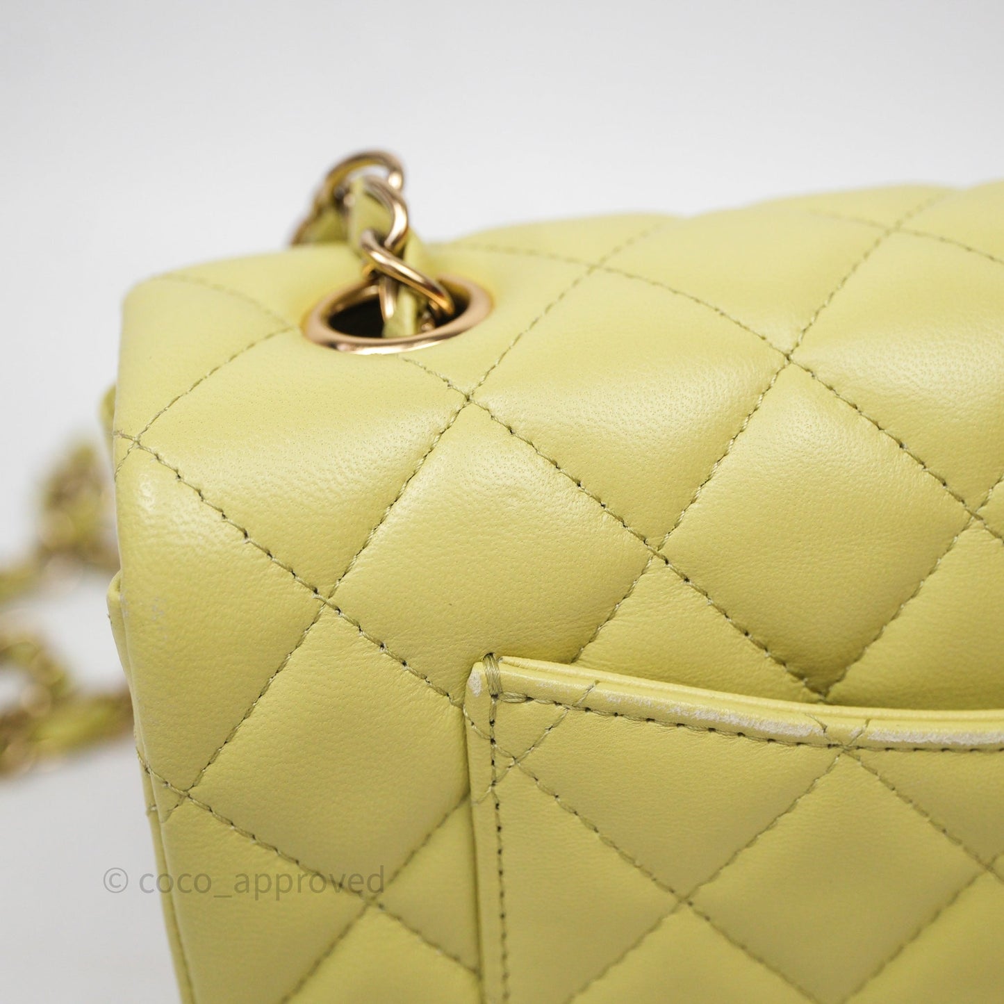 Chanel Mini Rectangular Flap Quilted Green Lambskin Gold Hardware
