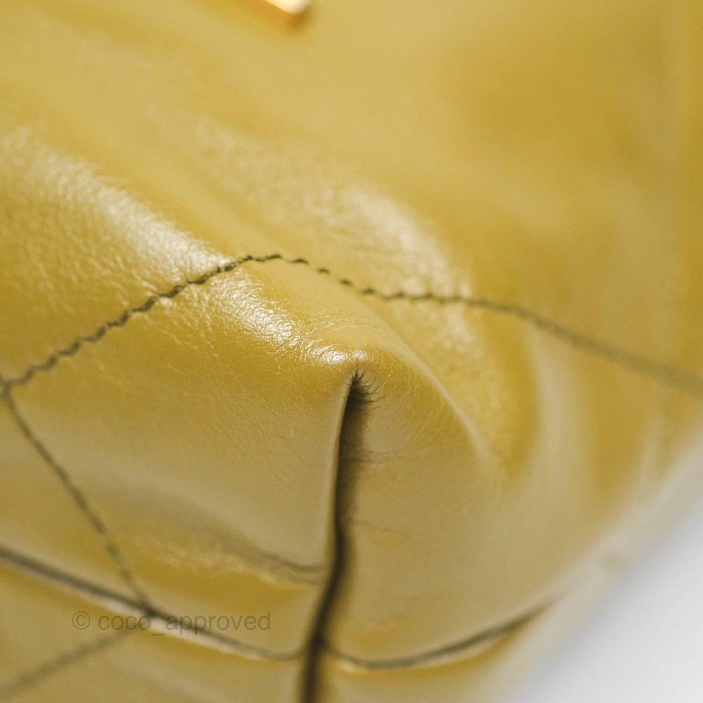 Chanel 22 Mini Bag Olive Shiny Crumpled Calfskin Aged Gold Hardware