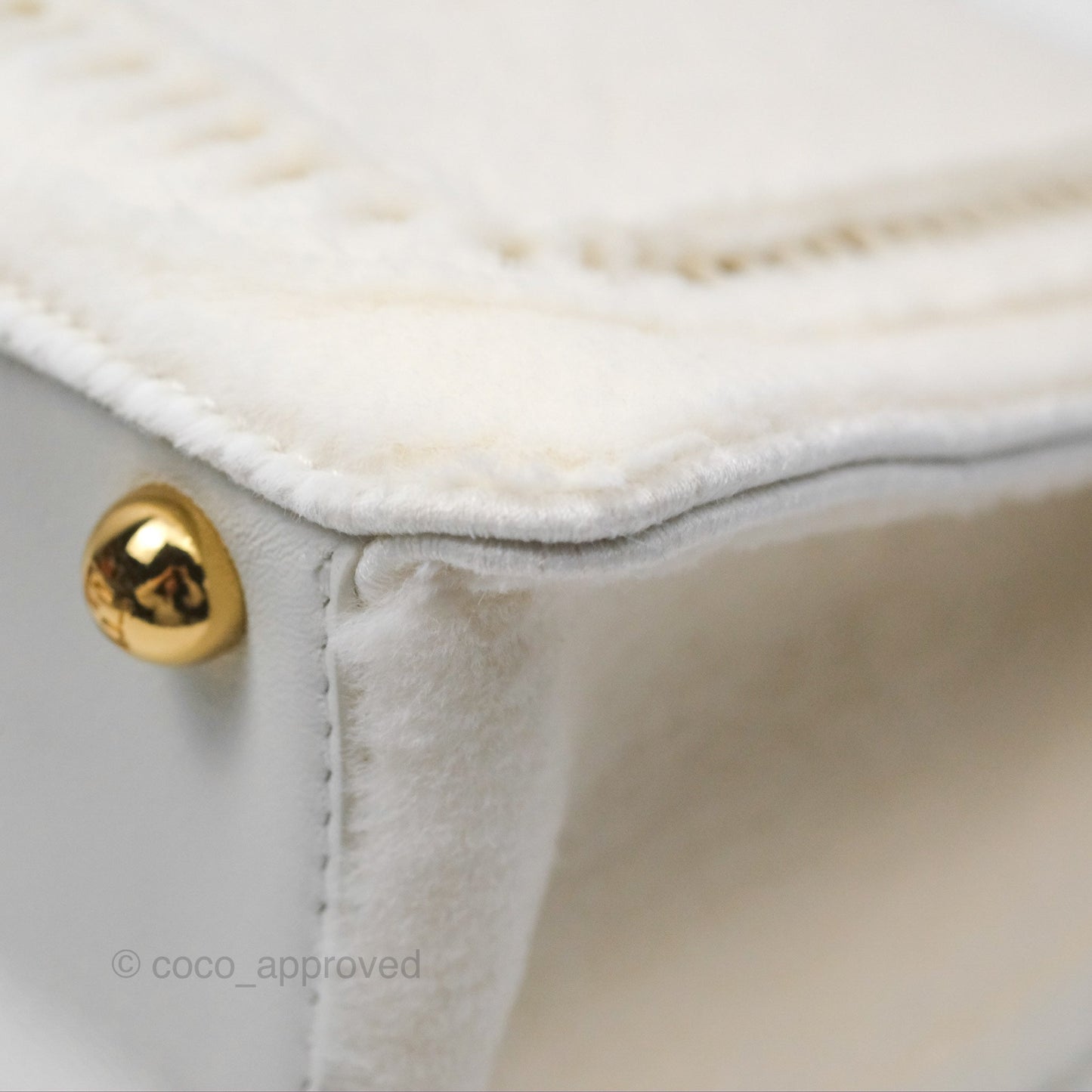 Fendi Peekaboo Medium Mink Fur White Gold Hardware
