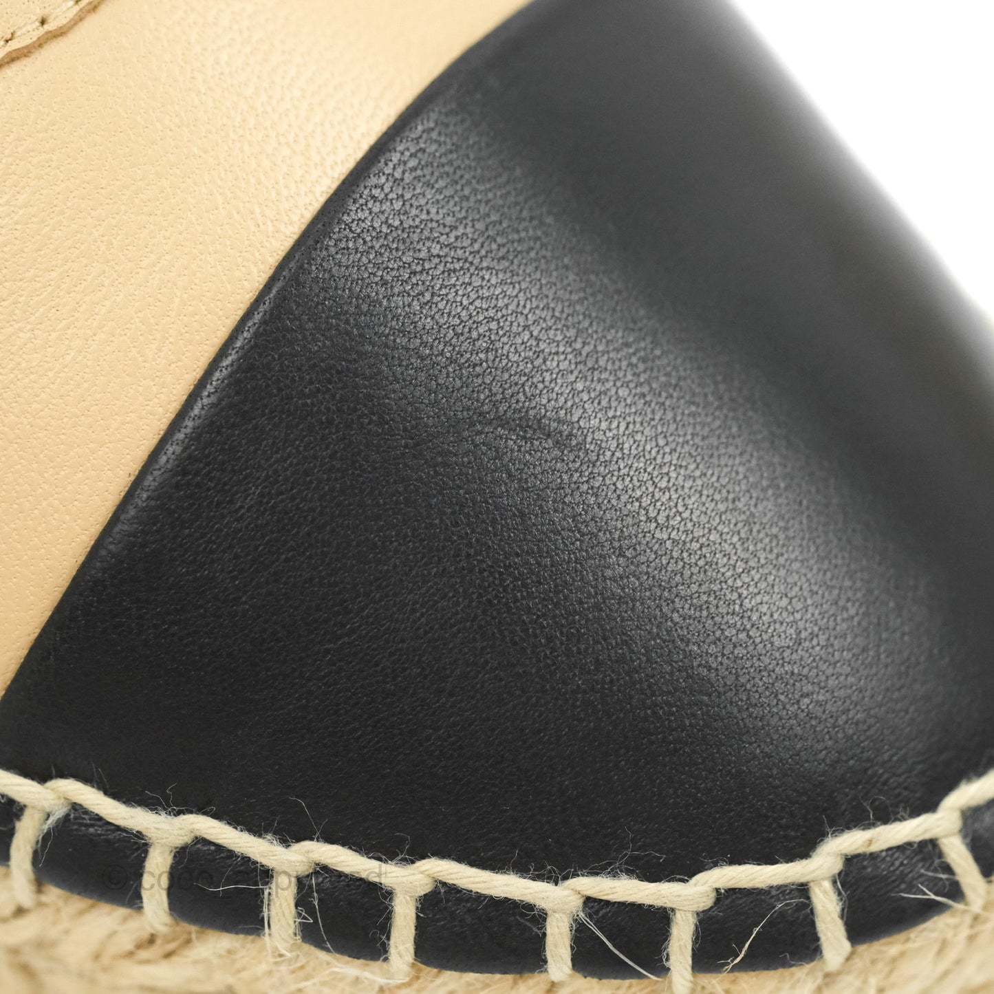 Chanel CC Espadrilles Beige Black Lambskin Size 38
