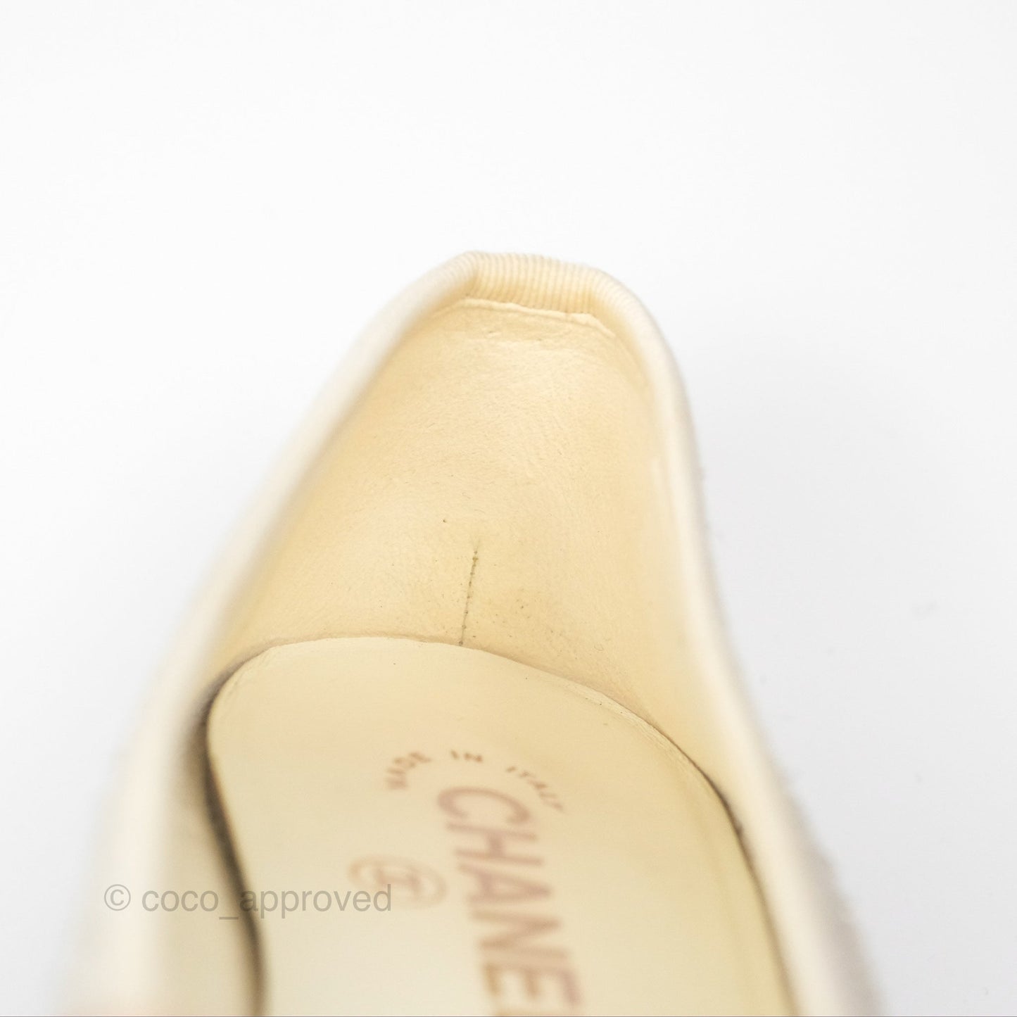 Chanel Ballerina Flats Glitter Ivory Black Size 39