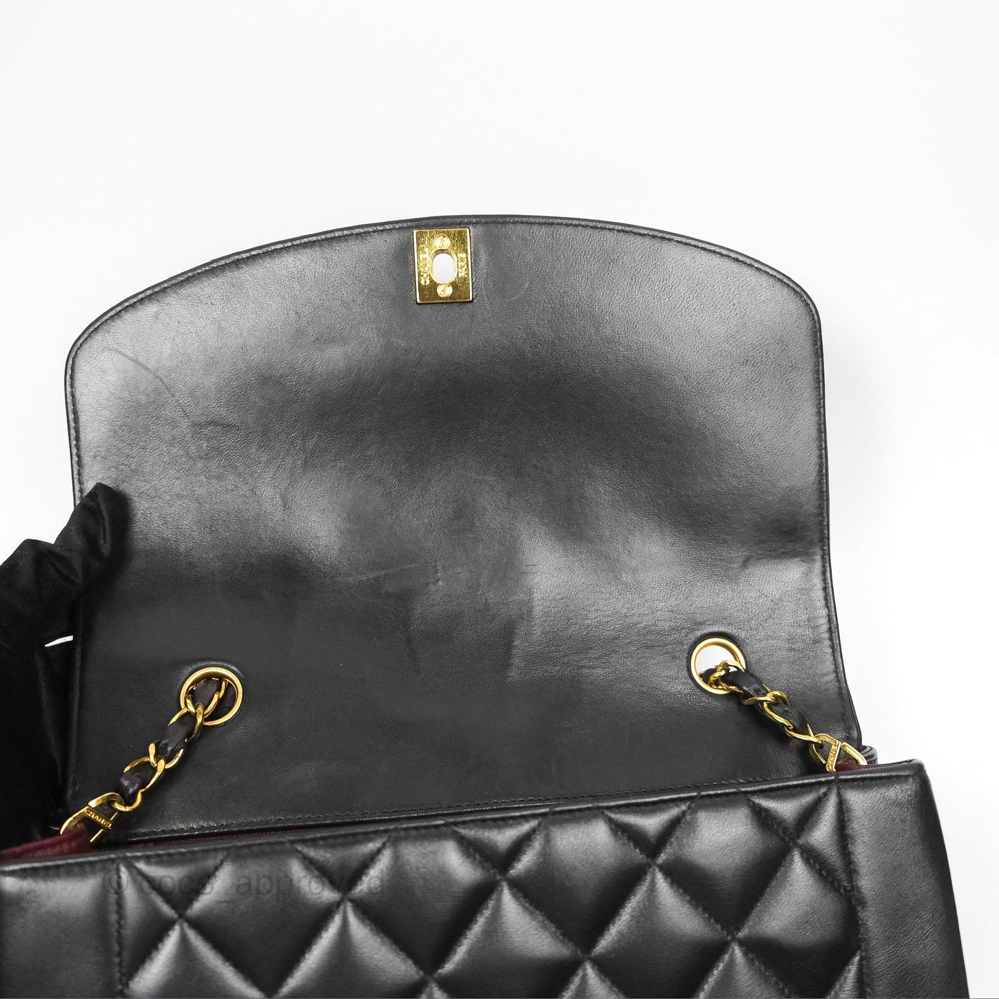Chanel Vintage Quilted Medium Classic Diana Flap Bag Black Lambskin 24K Gold Hardware
