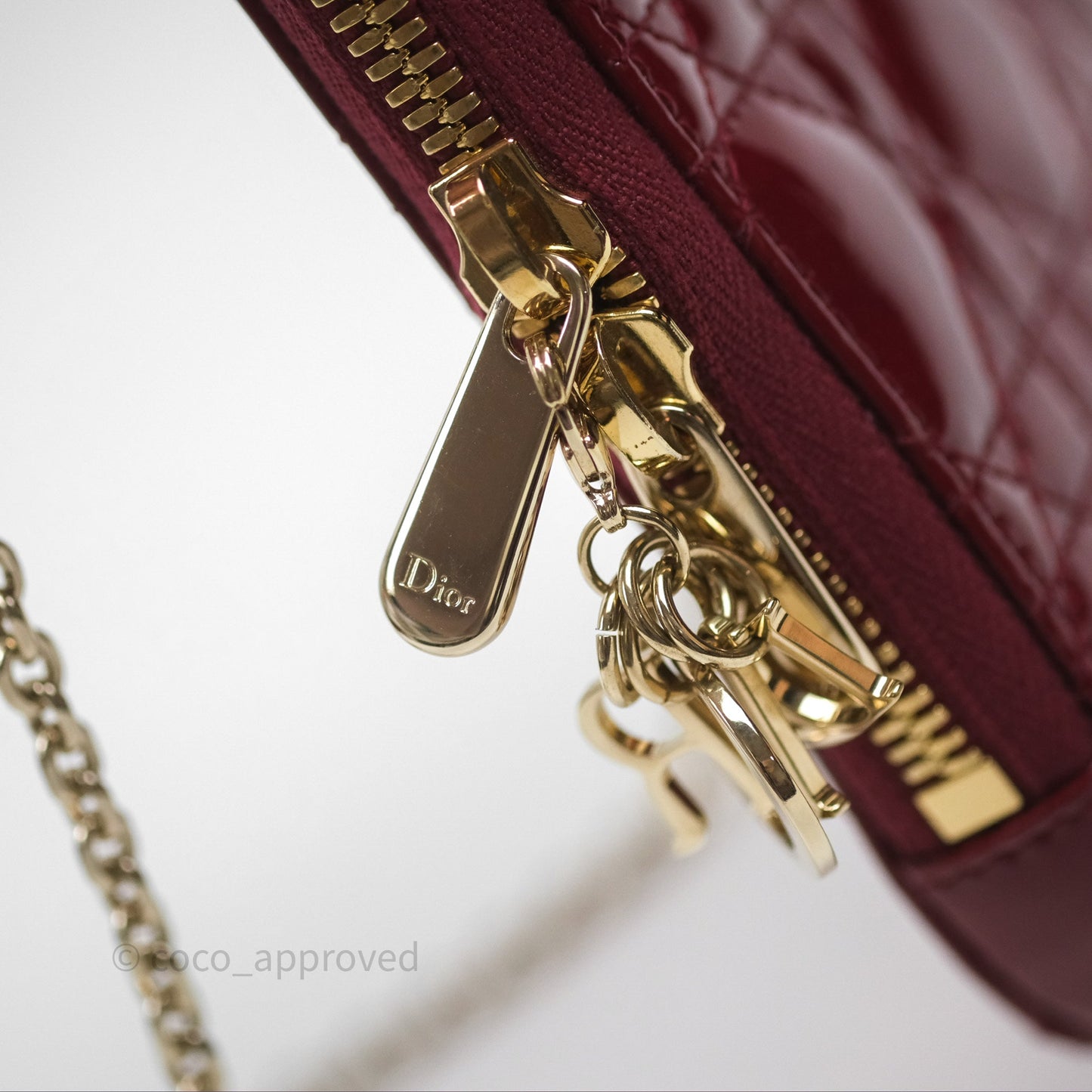 Christian Dior Lady Dior Call'in Dior Phone Holder Red Patent Cannage Calfskin