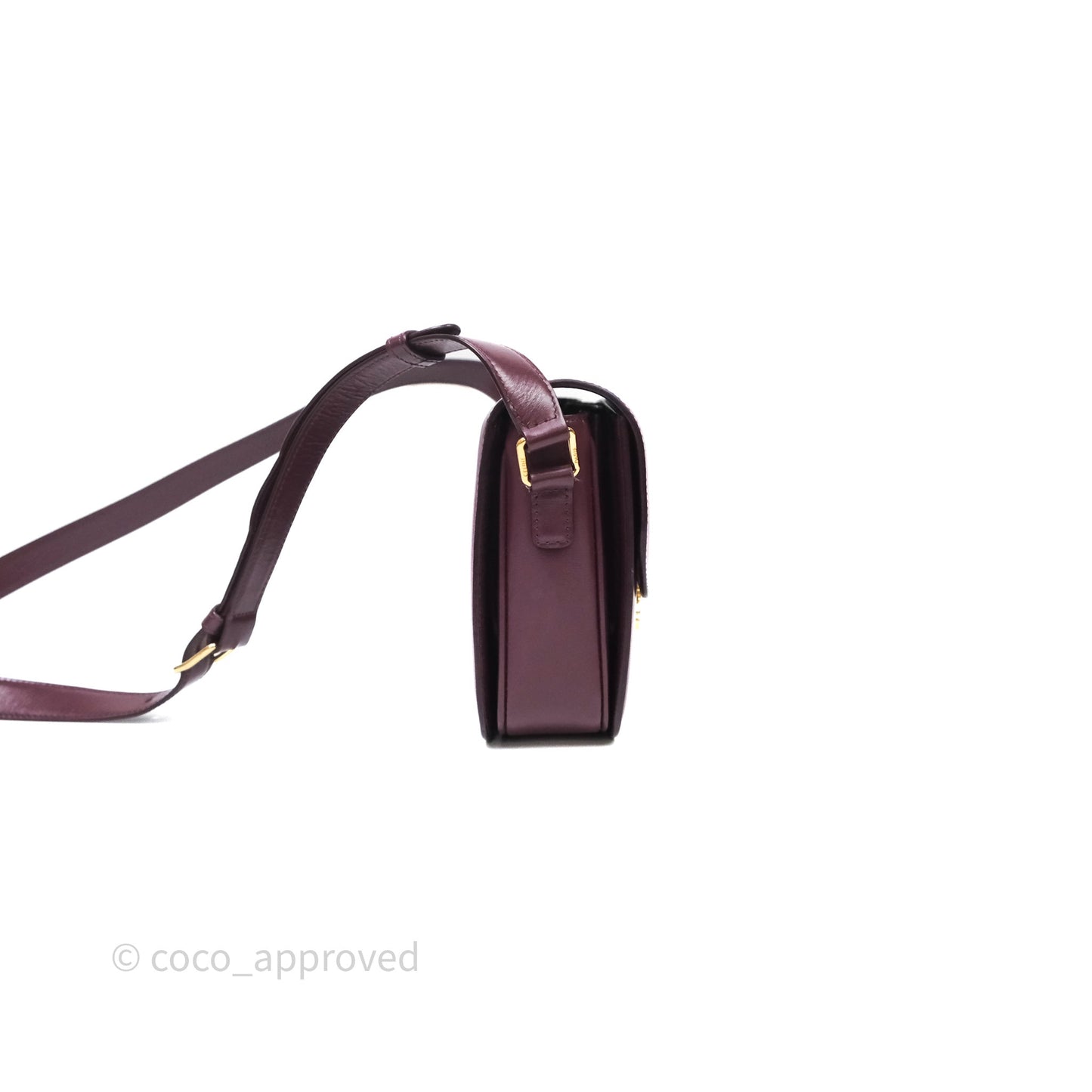 Celine Medium Triomphe Acai Burgundy Shiny Calfskin Gold Hardware