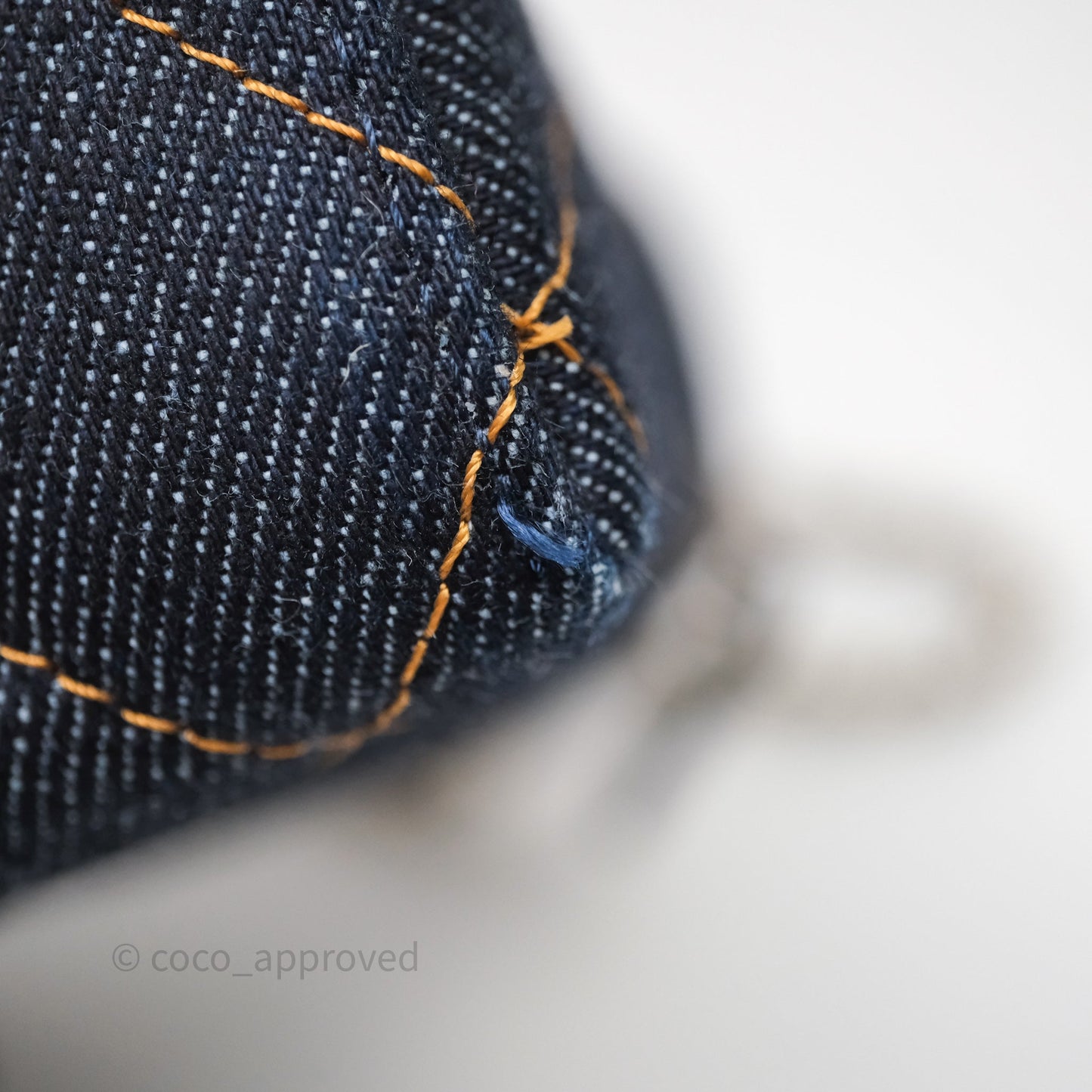 Chanel Top Handle Long Vanity with Chain Dark Blue Denim Gold Hardware