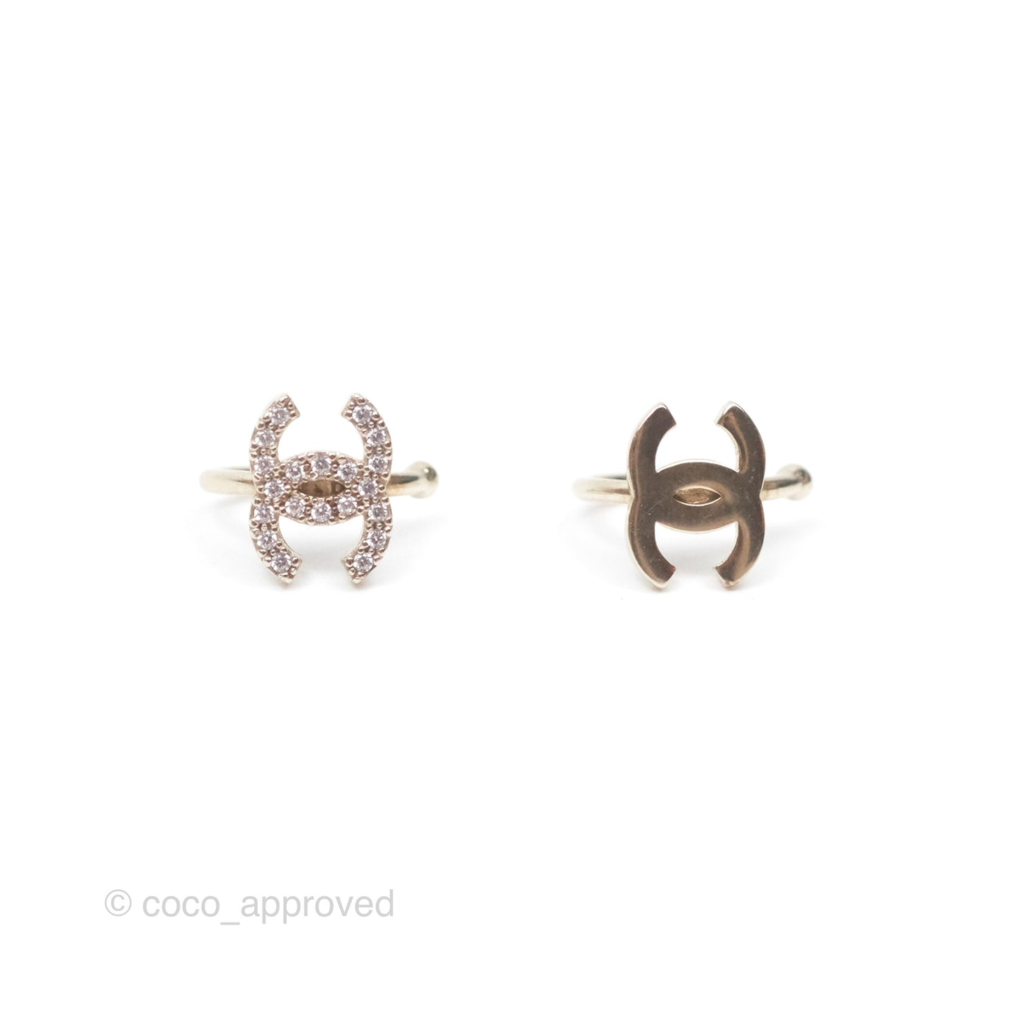 Chanel Crystal CC Ear Cuff Gold Tone 22C