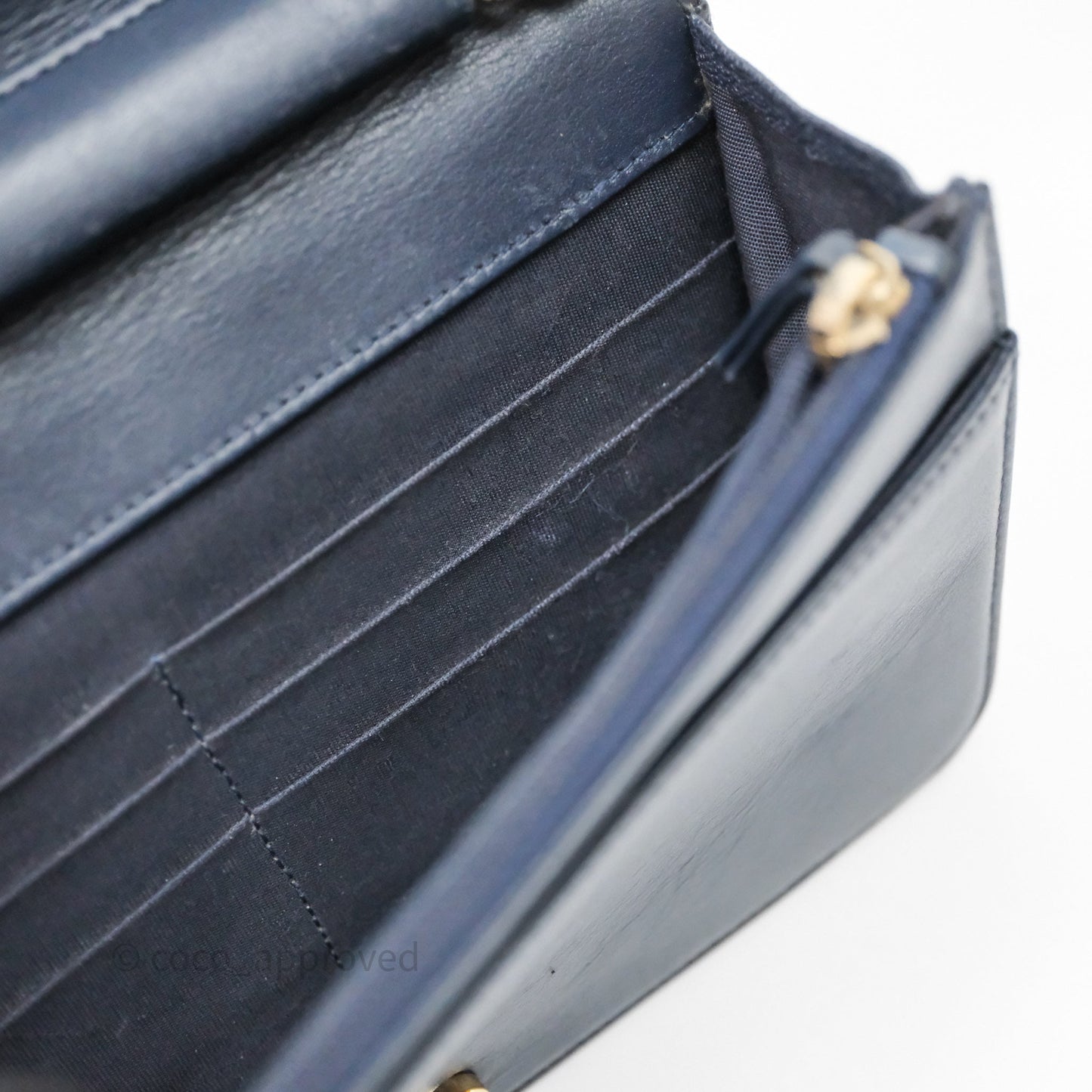 Chanel Boy Wallet on Chain Navy Caviar Light Gold Hardware