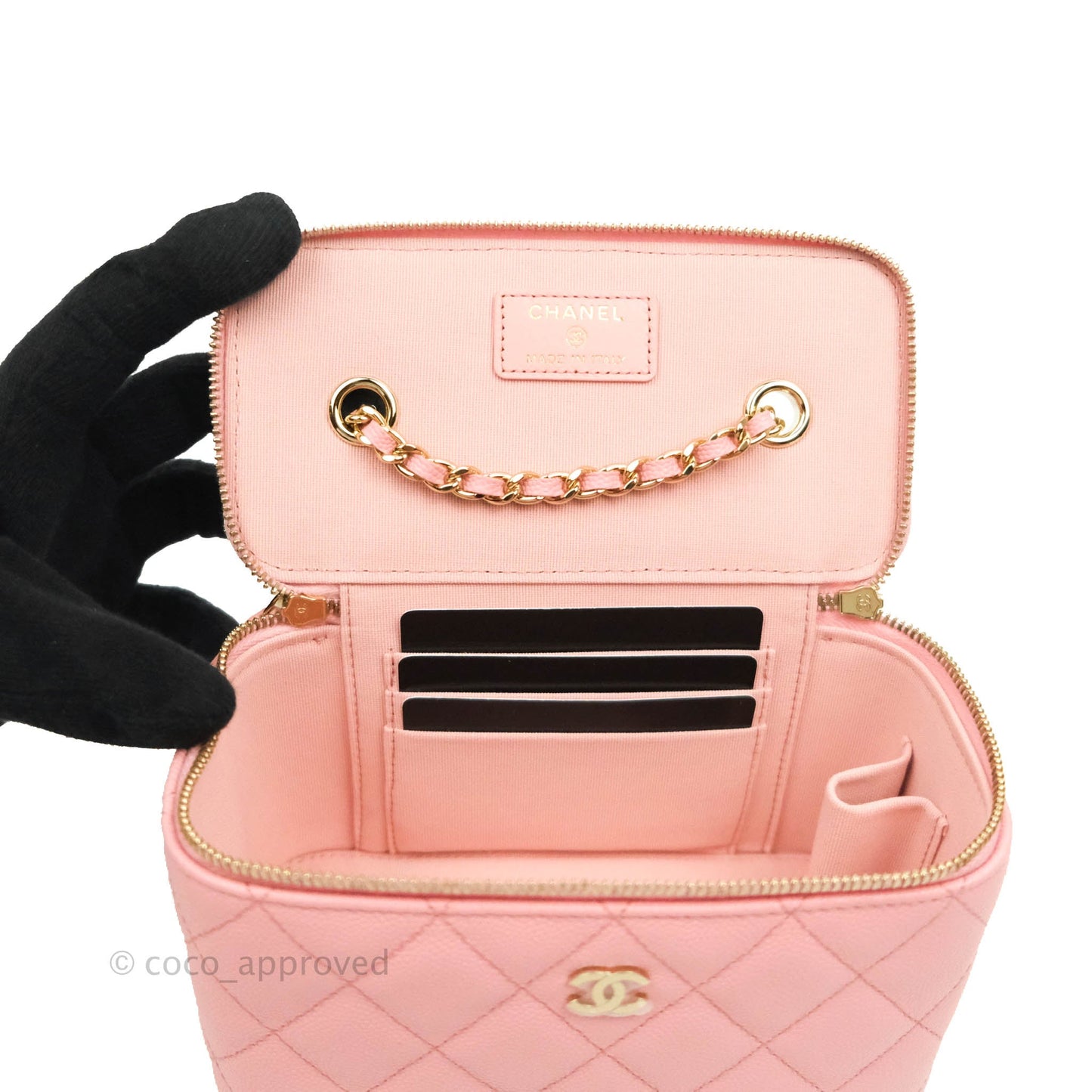 Chanel Classic Vanity with Chain Pink Caviar Gold Hardware