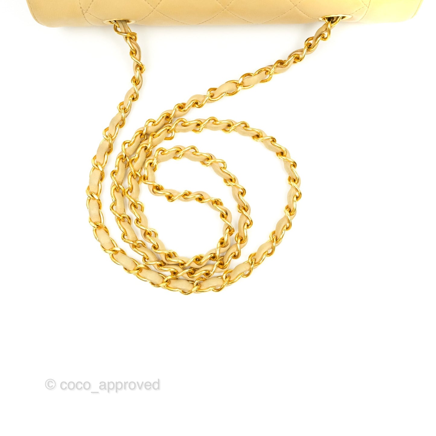 Chanel Small Vintage Quilted Classic Diana Flap Bag Beige Lambskin 24K Gold Hardware
