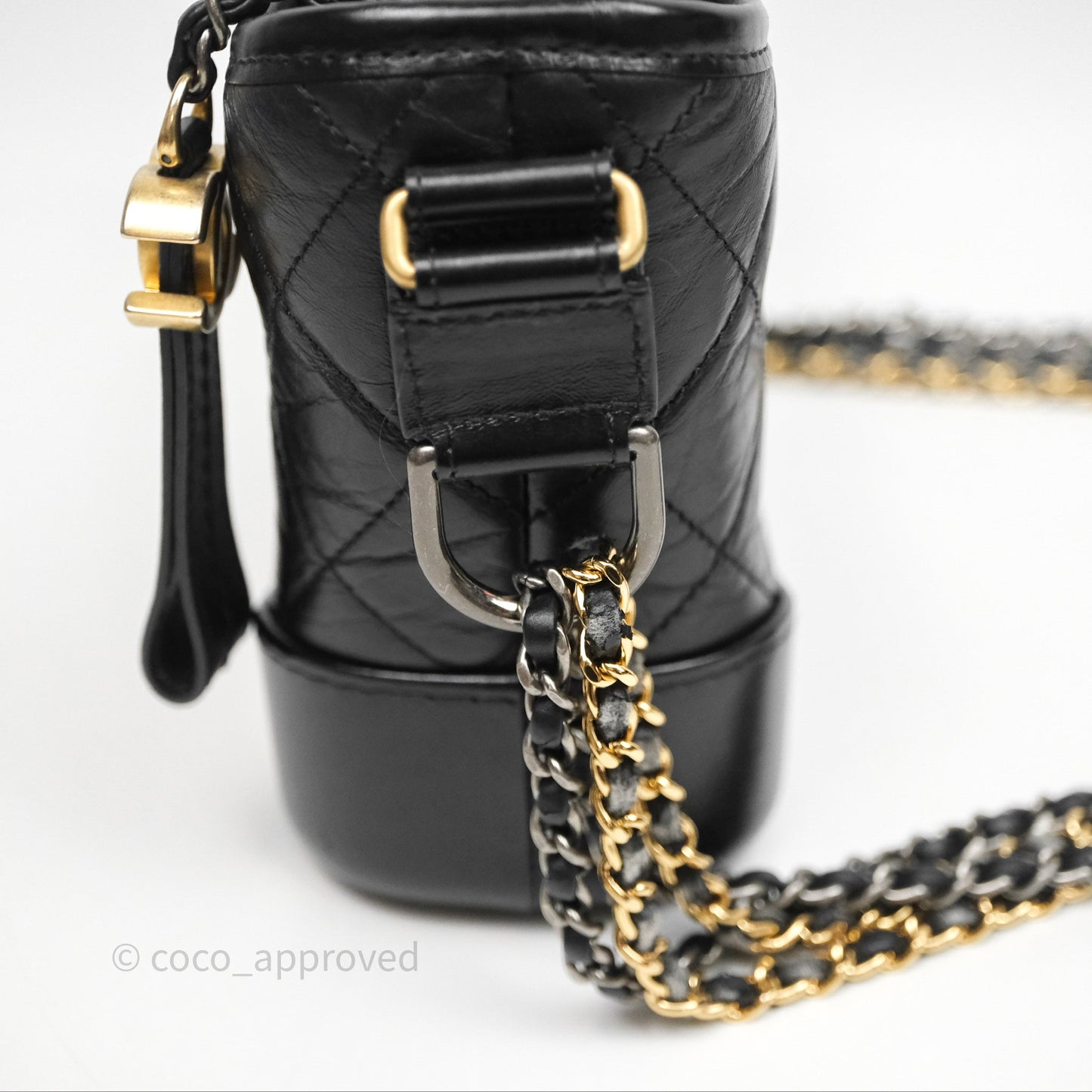 Chanel Small Gabrielle Hobo Quilted Black Aged Calfskin