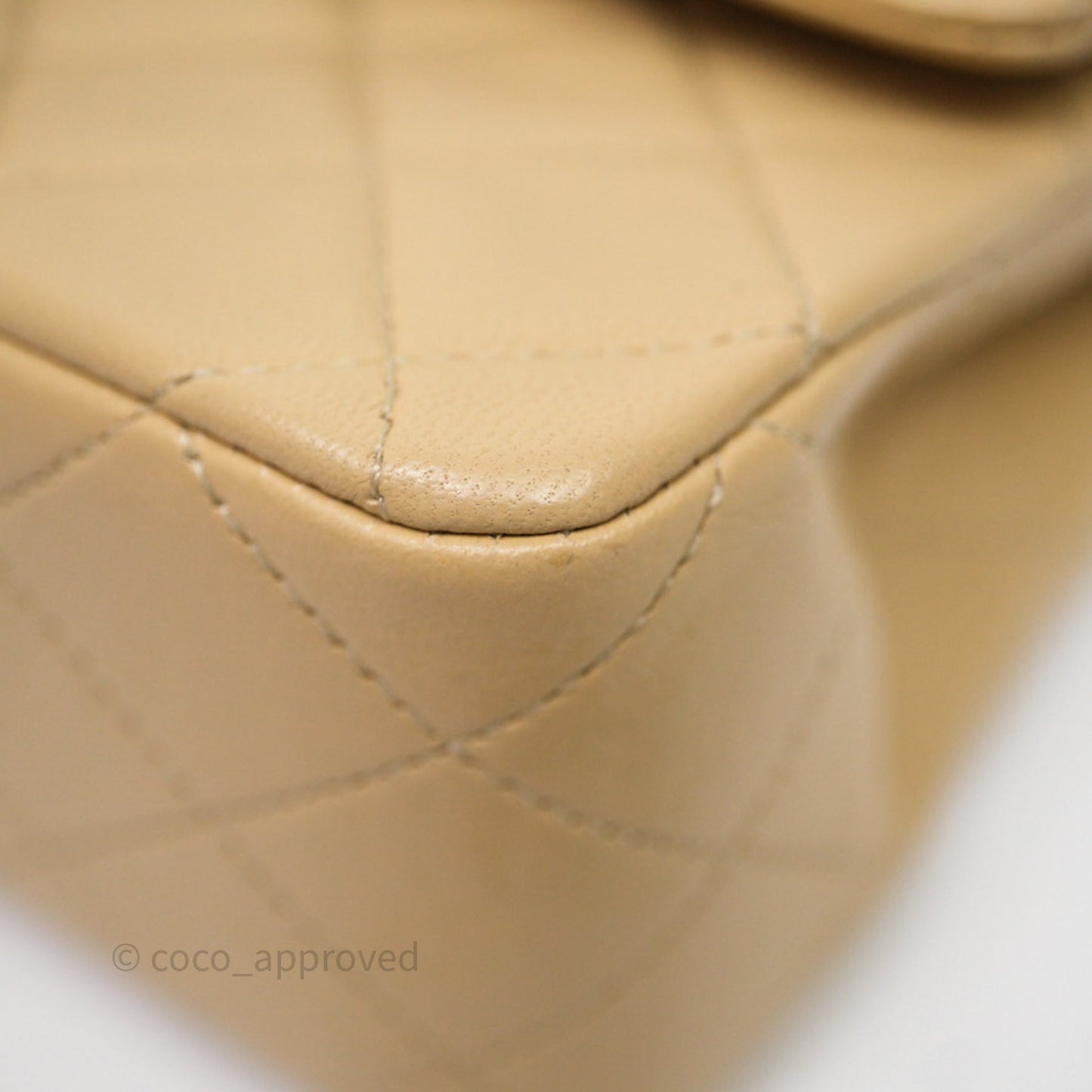 Chanel Vintage Small Classic Flap Beige Lambskin 24K Gold Hardware