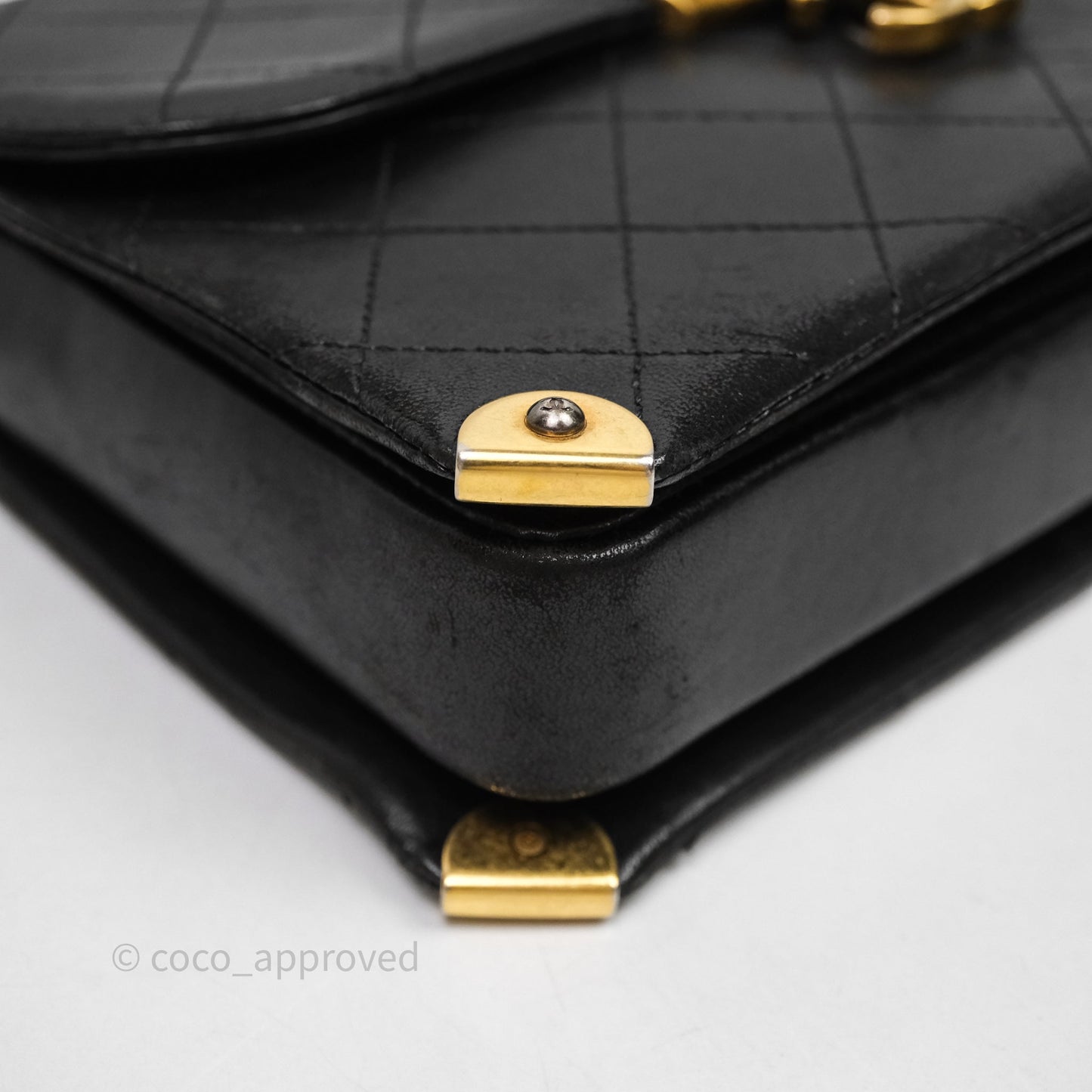 Chanel Quilted Flap Bag Black Calfskin Aged Gold Hardware