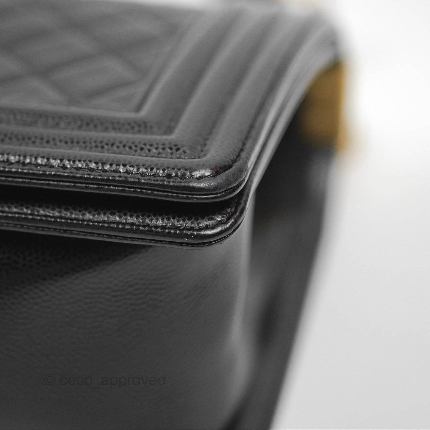 Chanel Quilted Medium Boy Black Caviar Aged Gold Hardware