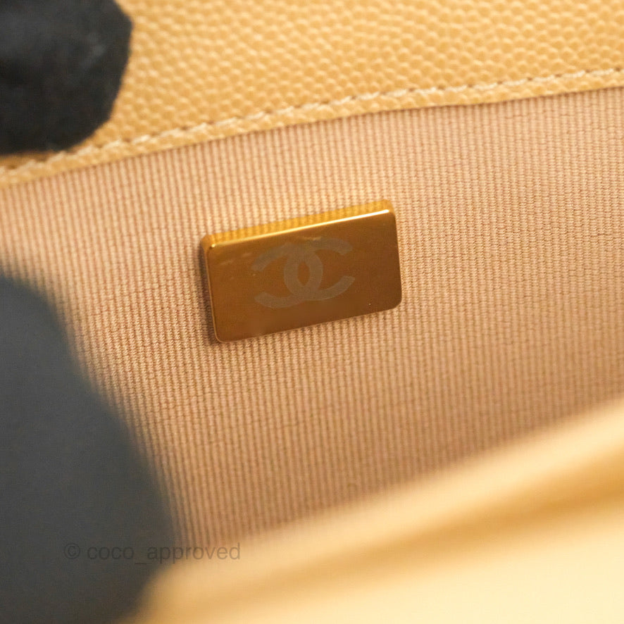 Chanel Mini Messenger Bag Beige Caviar Gold Hardware 21K