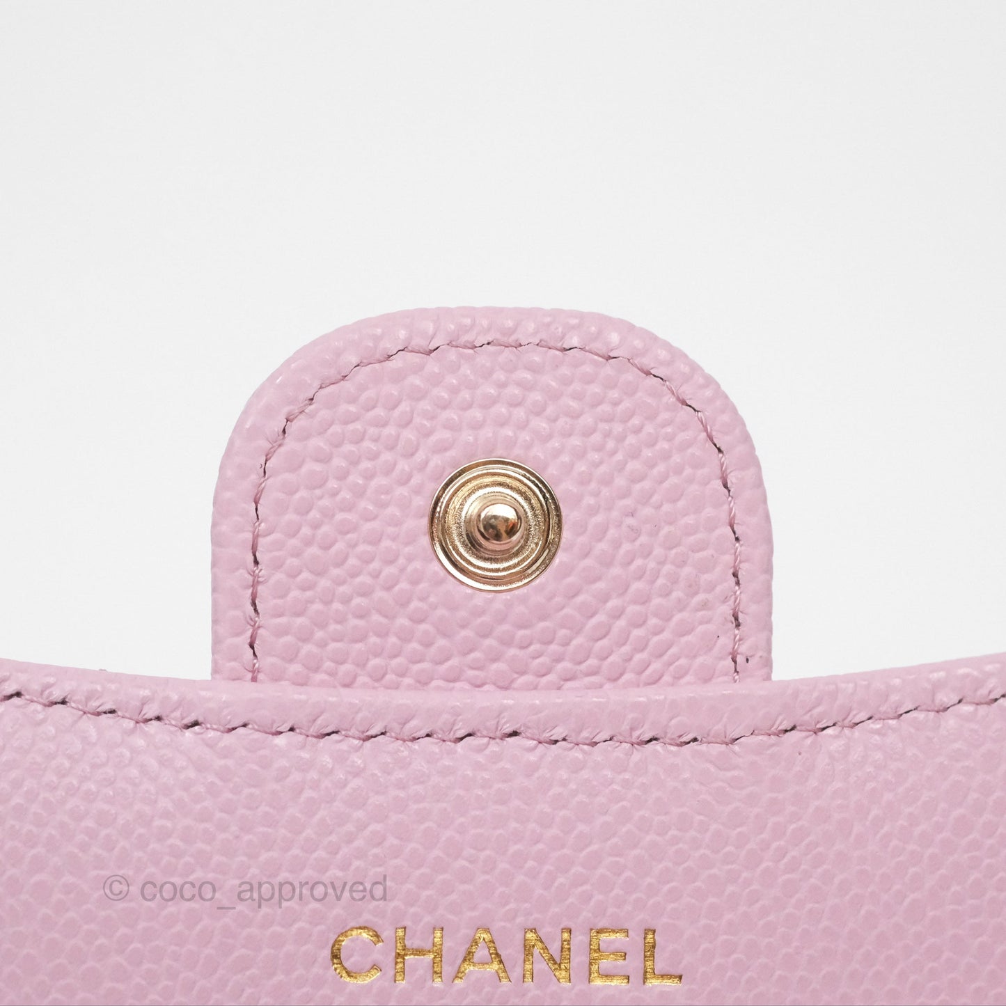 Chanel Quilted Flap Card Holder Caviar Pink Gold Hardware