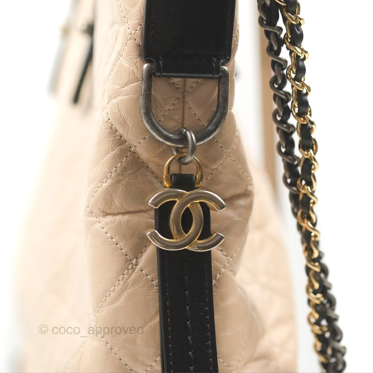 Chanel Large Gabrielle Shopping Tote Quilted Beige Aged Calfskin