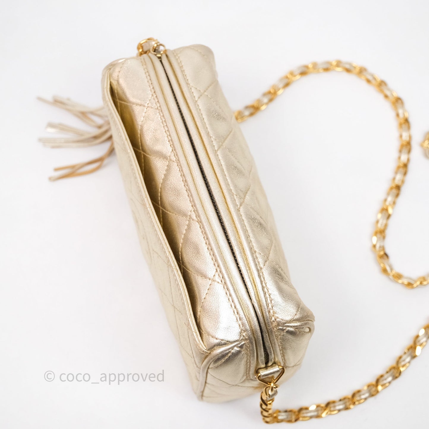 Chanel Vintage Camera Bag Gold Lambskin Gold Hardware