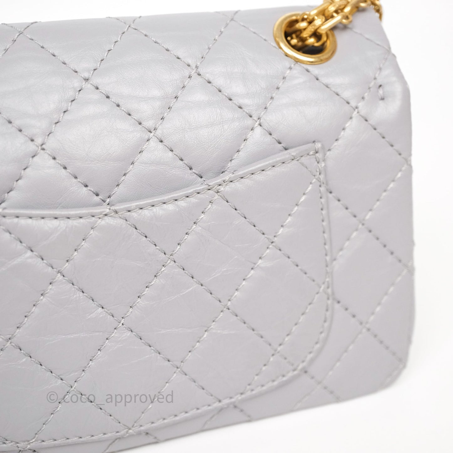 Chanel Mini Reissue 224 Grey Aged Calfskin Aged Gold Hardware