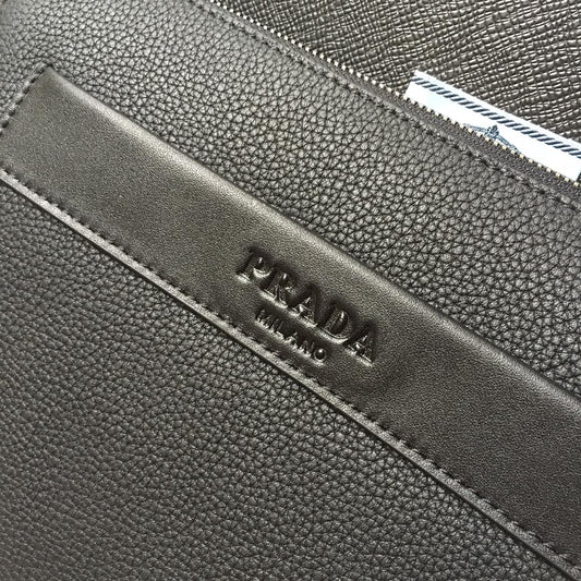 Luxury PradaCLUTCH 26 IN BLACK DEERSKIN EMBOSSED LOGO