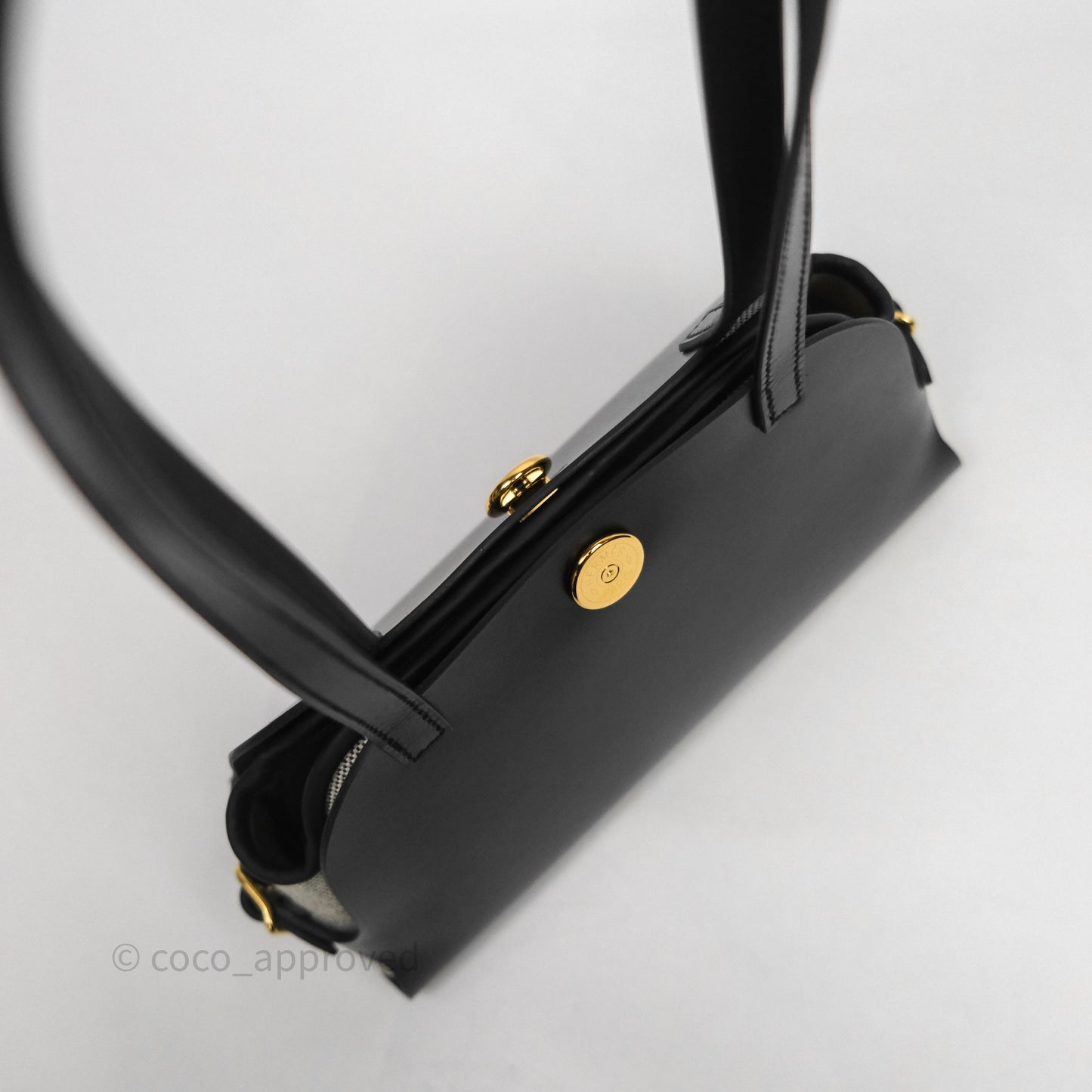 Hermès Tablier Sellier Noir 89/Ecru Swift Calfskin/H canvas Bag Gold Hardware
