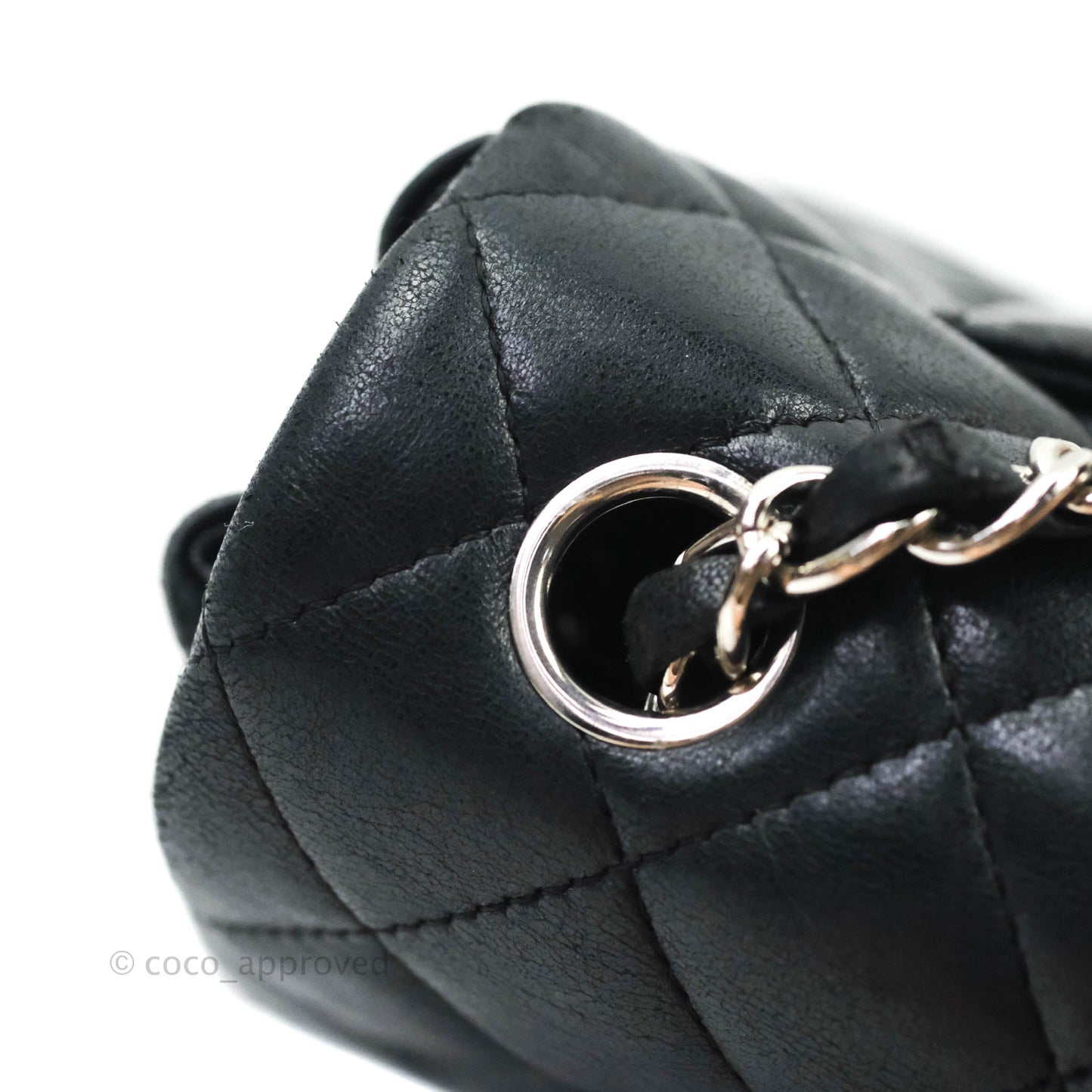Chanel Classic Quilted Mini Rectangular Flap Black Lambskin Silver Hardware