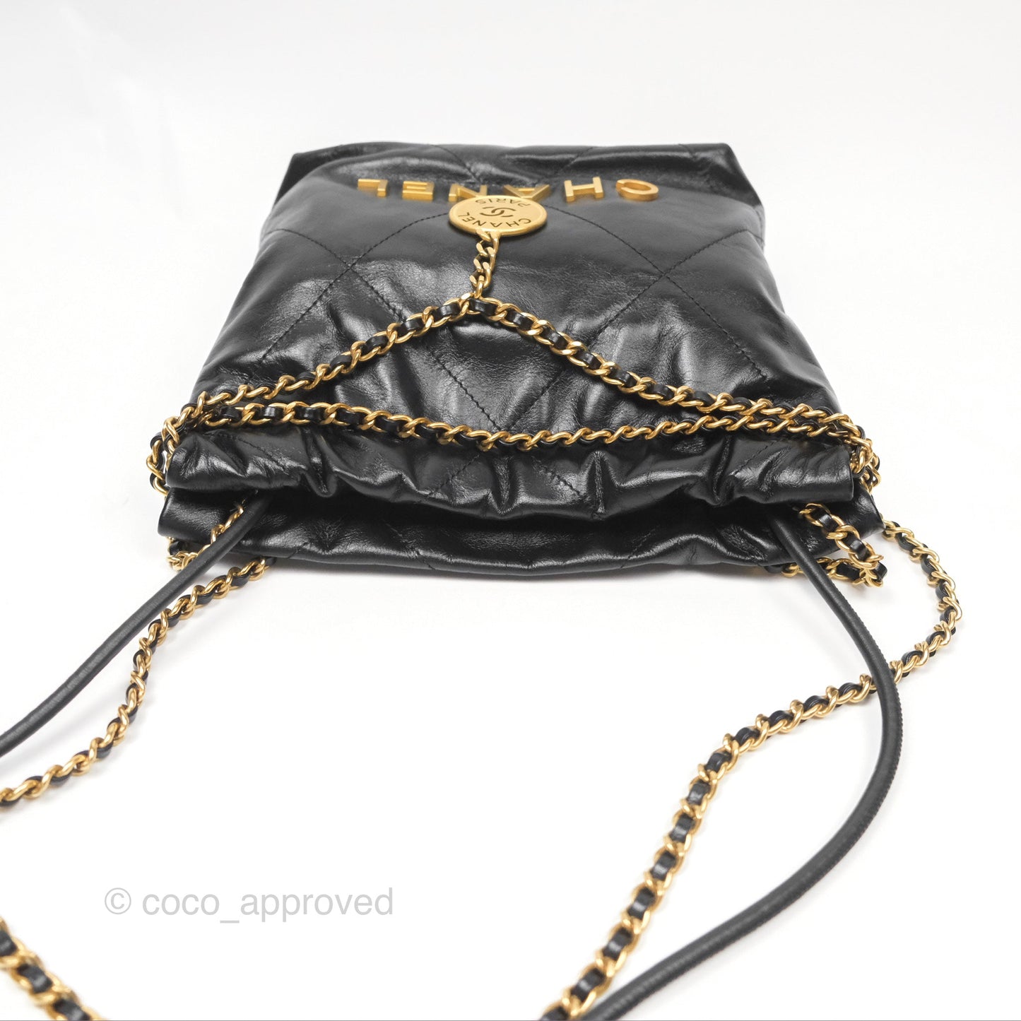 Chanel 22 Mini Bag Black Crumpled Calfskin
