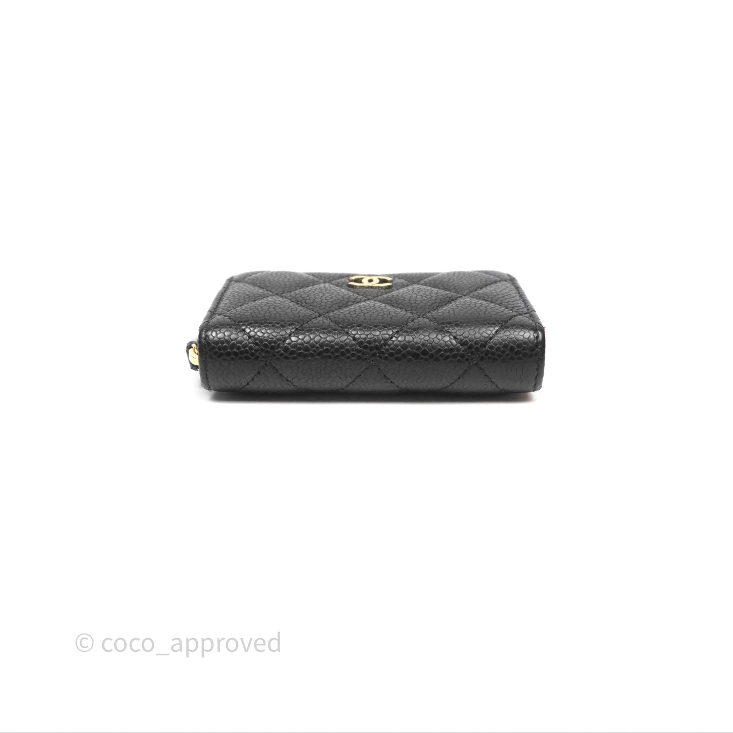 Chanel Classic Zipped Coin Purse Black Caviar Gold Hardware