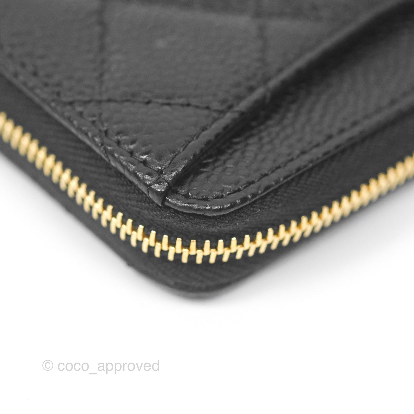 Chanel Classic Zipped Coin Purse Black Caviar Gold Hardware