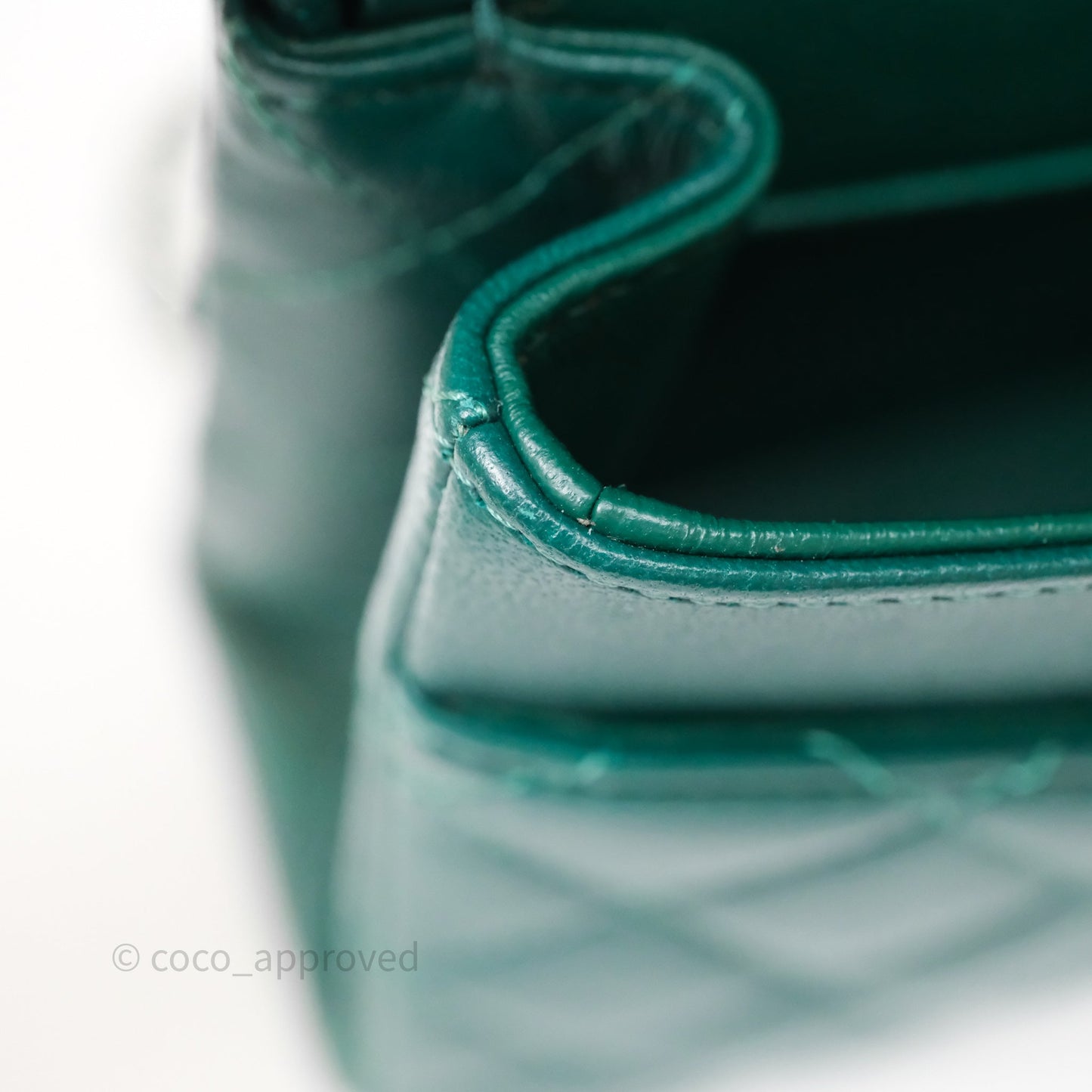 Chanel Medium Classic Flap Quilted Dark Green Lambskin Silver Hardware