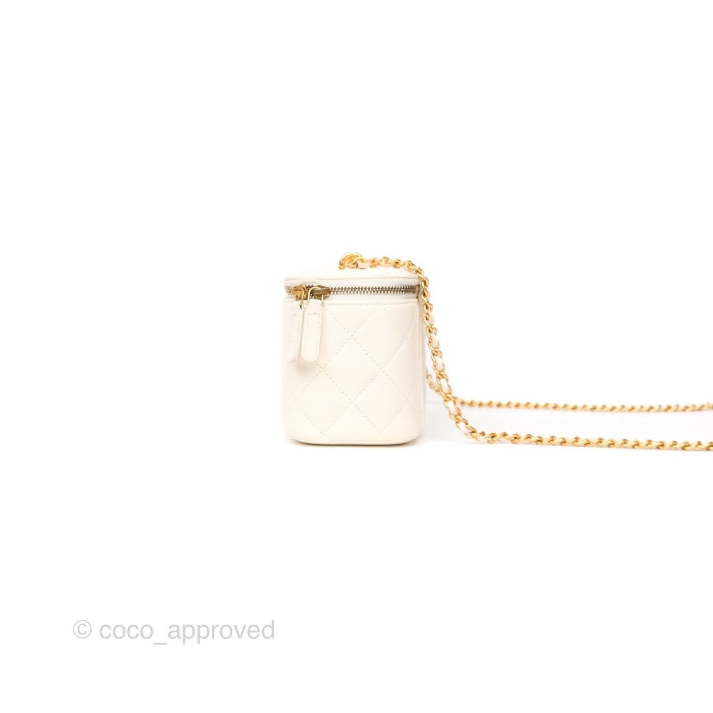 Chanel Vanity with Double Chain White Shiny Lambskin 23C