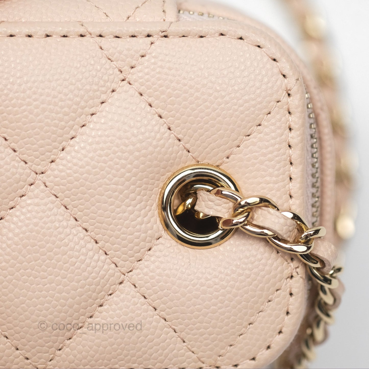 Chanel Mini Vanity With Chain Beige Pink Caviar Gold Hardware