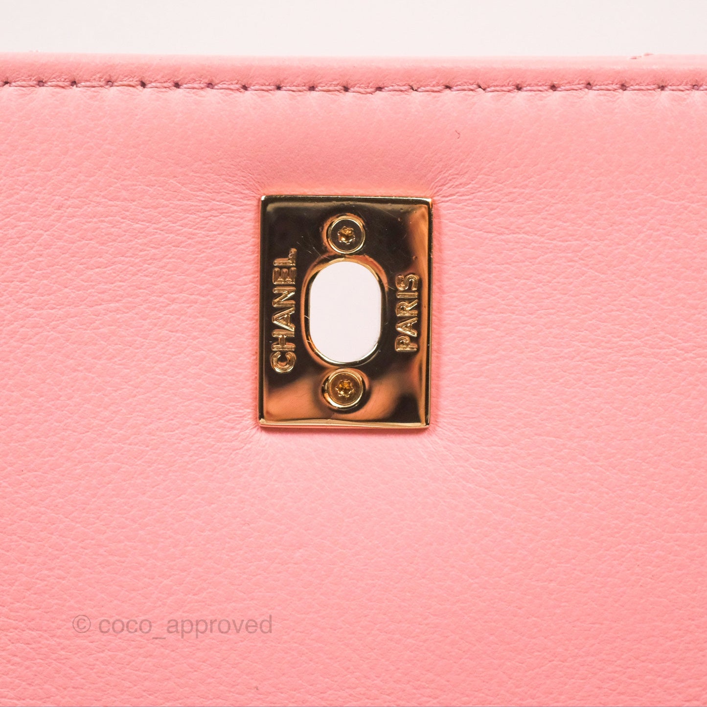 Chanel Small Chevron Chic Top Handle Flap Pink Grained Calfskin Gold Hardware