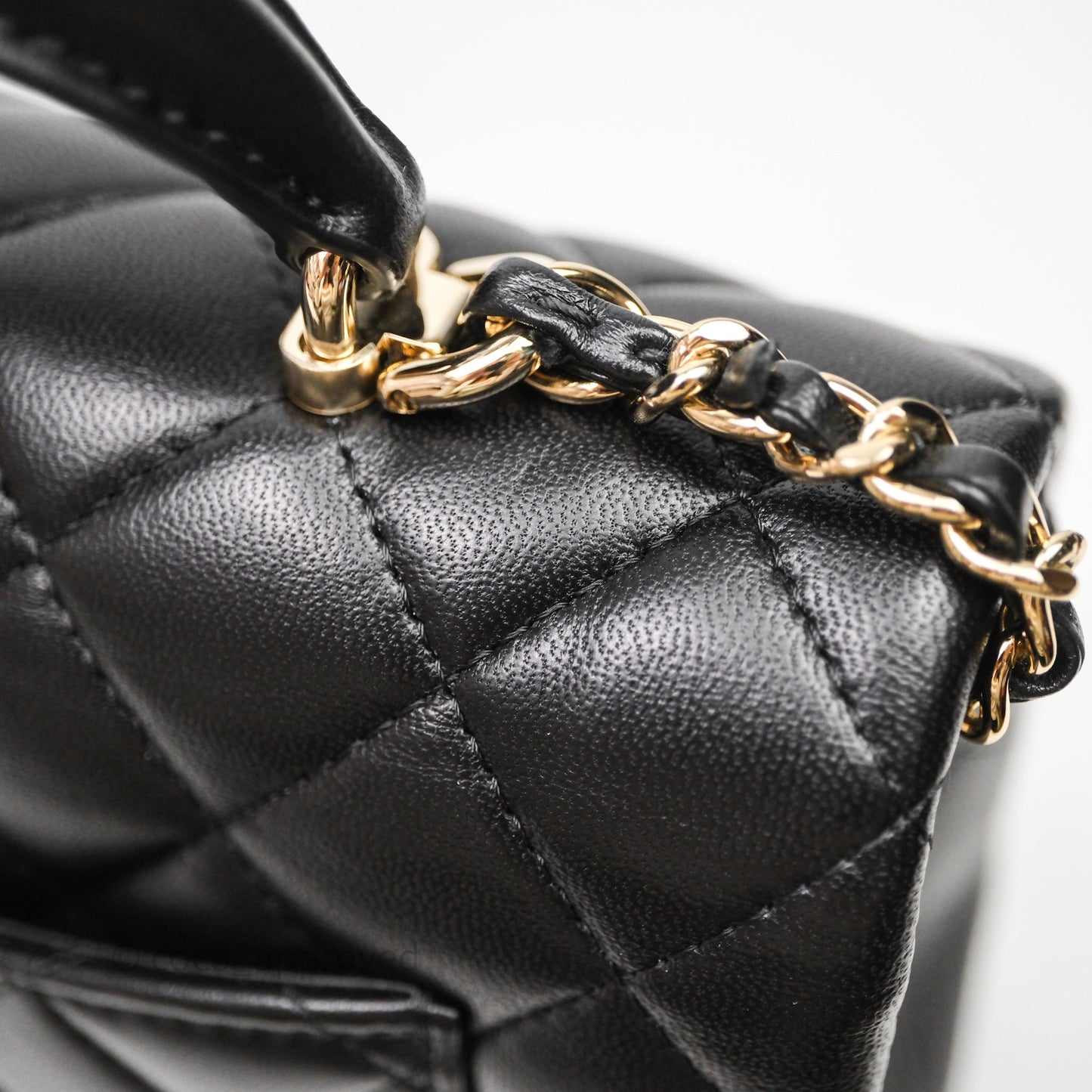 Chanel Top Handle Mini Rectangular Flap Black Lambskin Gold Hardware