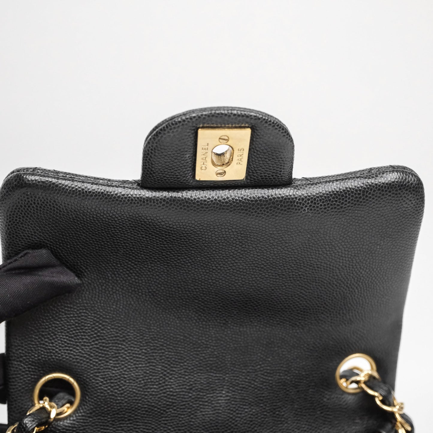 Chanel Mini Square Quilted Black Caviar Gold Hardware