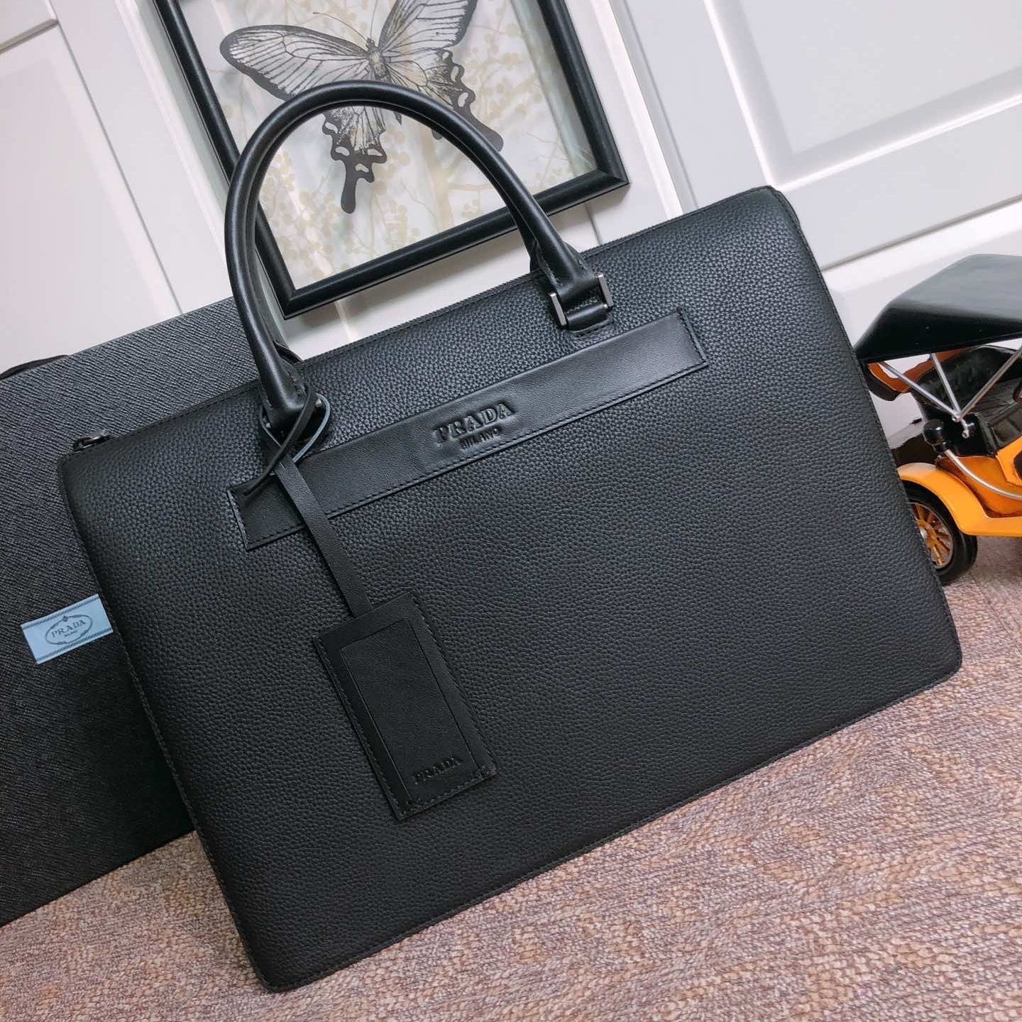 Luxury PradaBRIEFCASE 40 IN BLACK GRAINED CALFSKIN