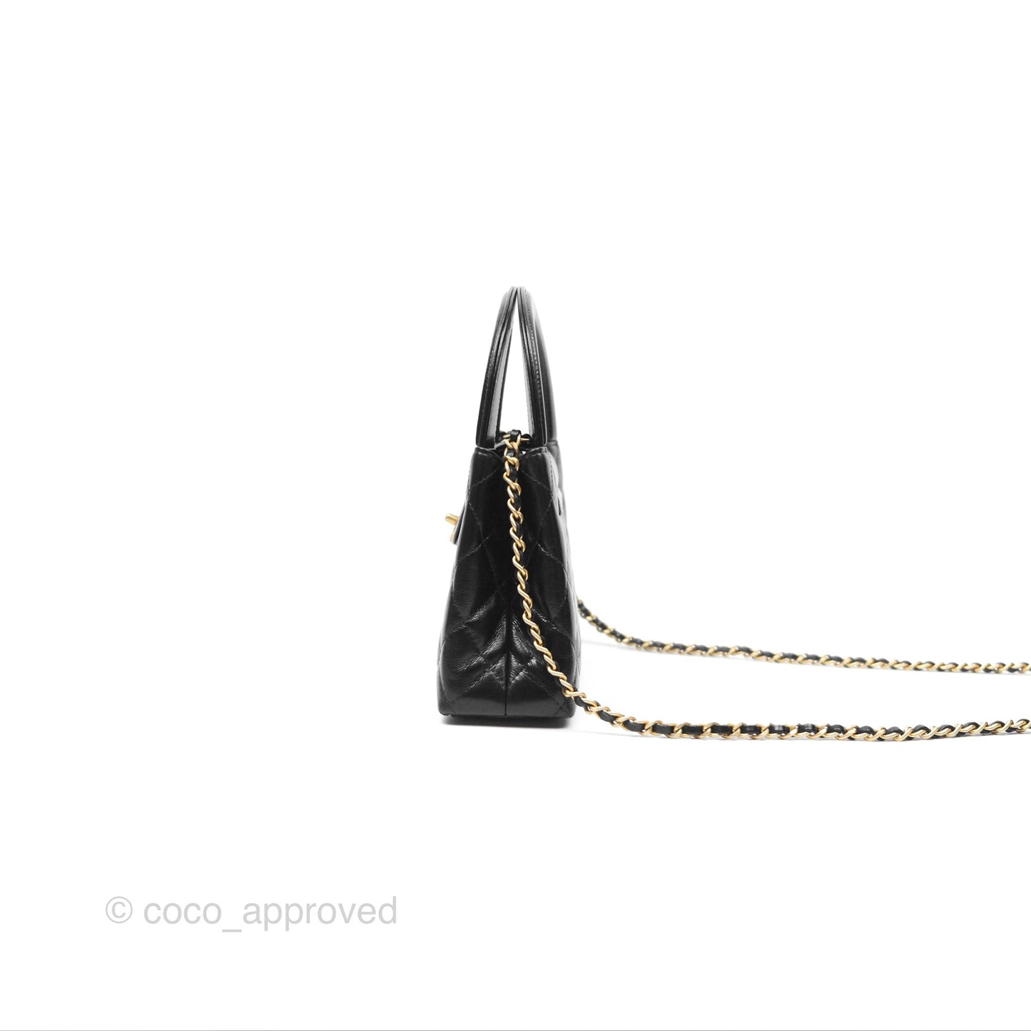 Chanel Kelly Bag Quilted Black Shiny Calfskin Aged Gold Hardware
