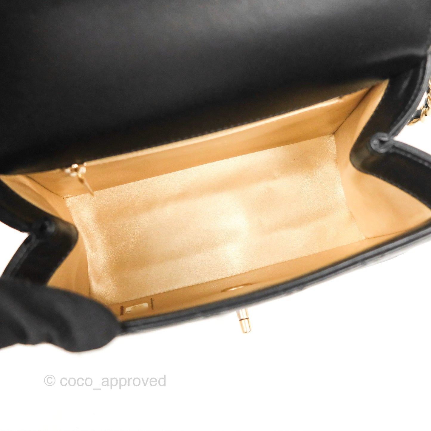 Chanel La Parisienne Top Handle Flap Bag Black Lambskin Aged Gold Hardware