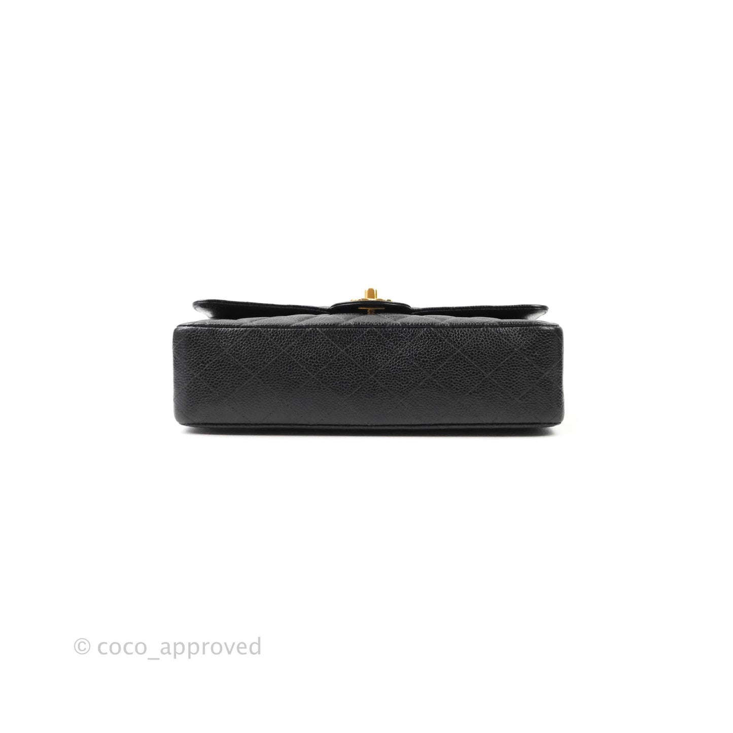 Chanel Vintage Quilted M/L Medium Double Flap Black Caviar 24K Gold Hardware