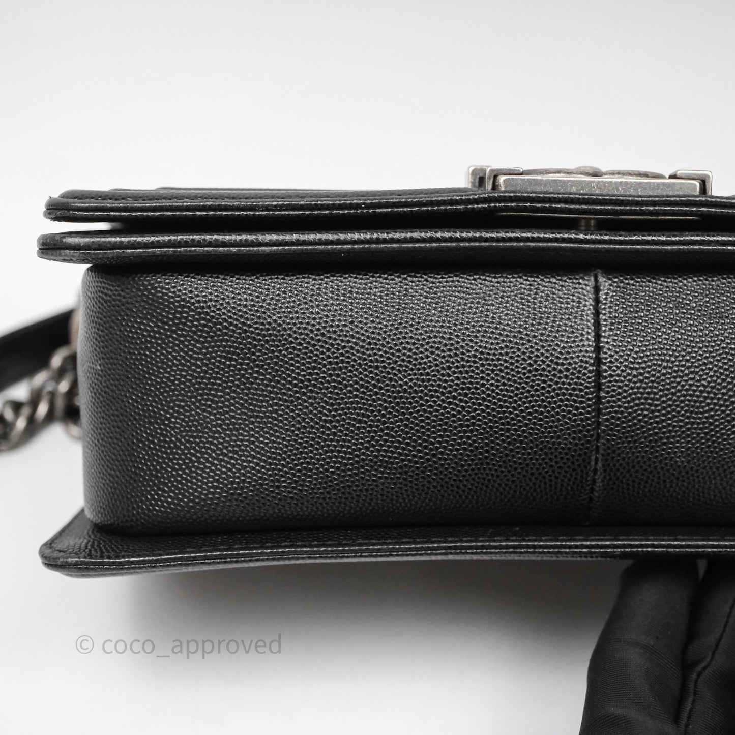 Chanel Medium Boy Quilted Black Caviar Ruthenium Hardware