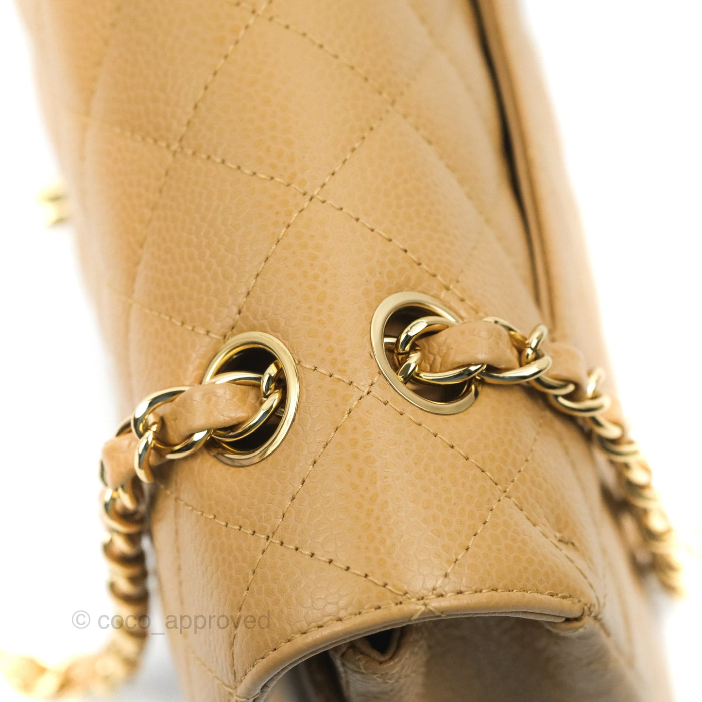 Chanel Quilted M/L Medium Flap Vintage Dark Beige Caviar 24K Gold Hardware