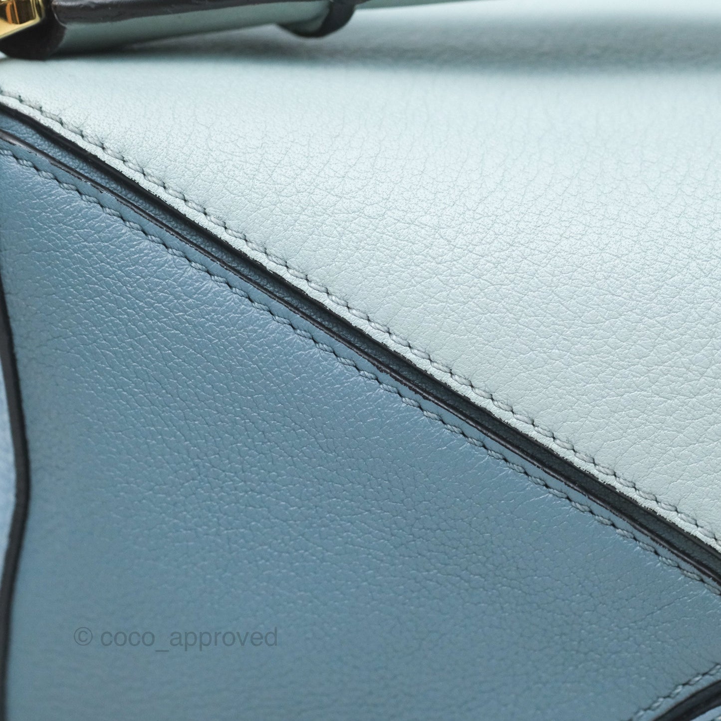 Loewe Small Puzzle Bag Blue Grained Calfskin Gold Hardware