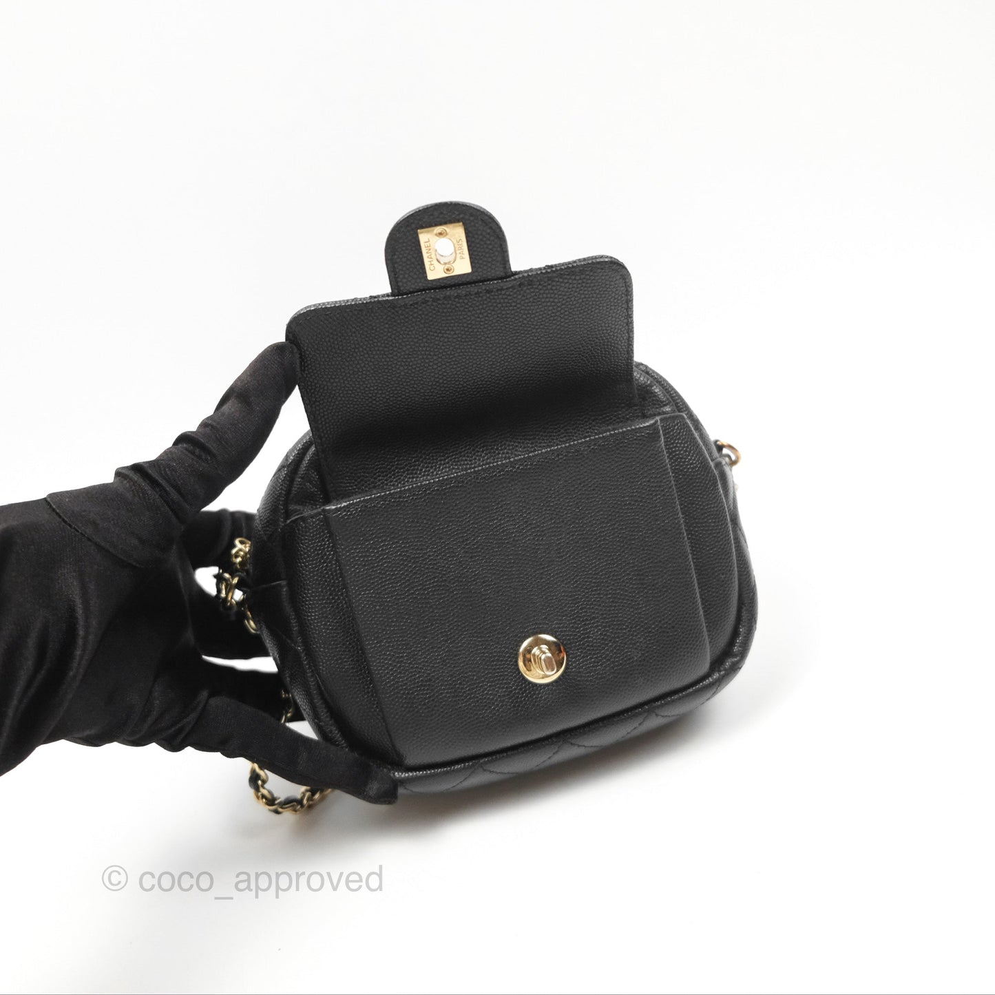Chanel CC Day Camera Bag Black Caviar Gold Hardware