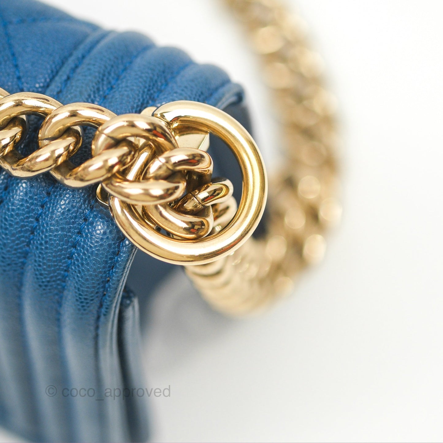 Chanel Small Boy Blue Caviar Gold Hardware