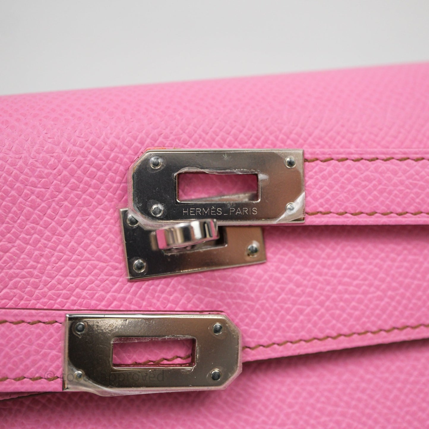Hermès Kelly Wallet Bubblegum Epsom Palladium Hardware