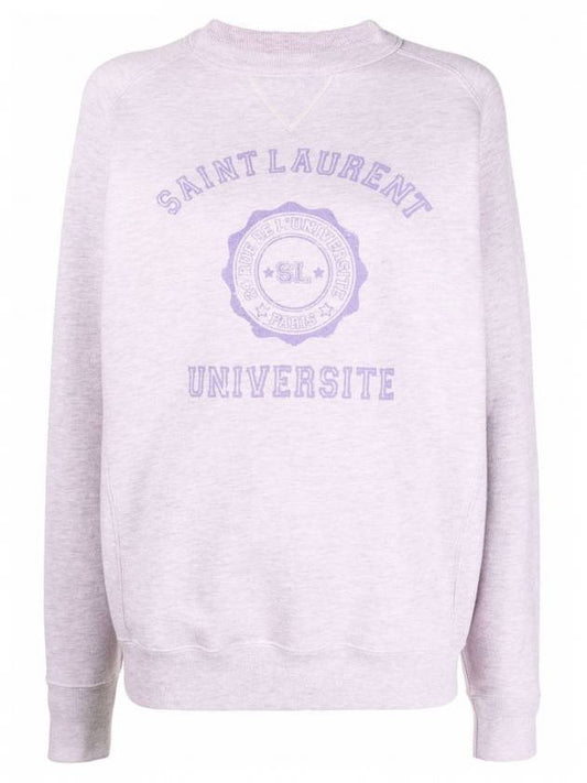 Luxury Saint Laurent University Logo Sweatshirt Lilac