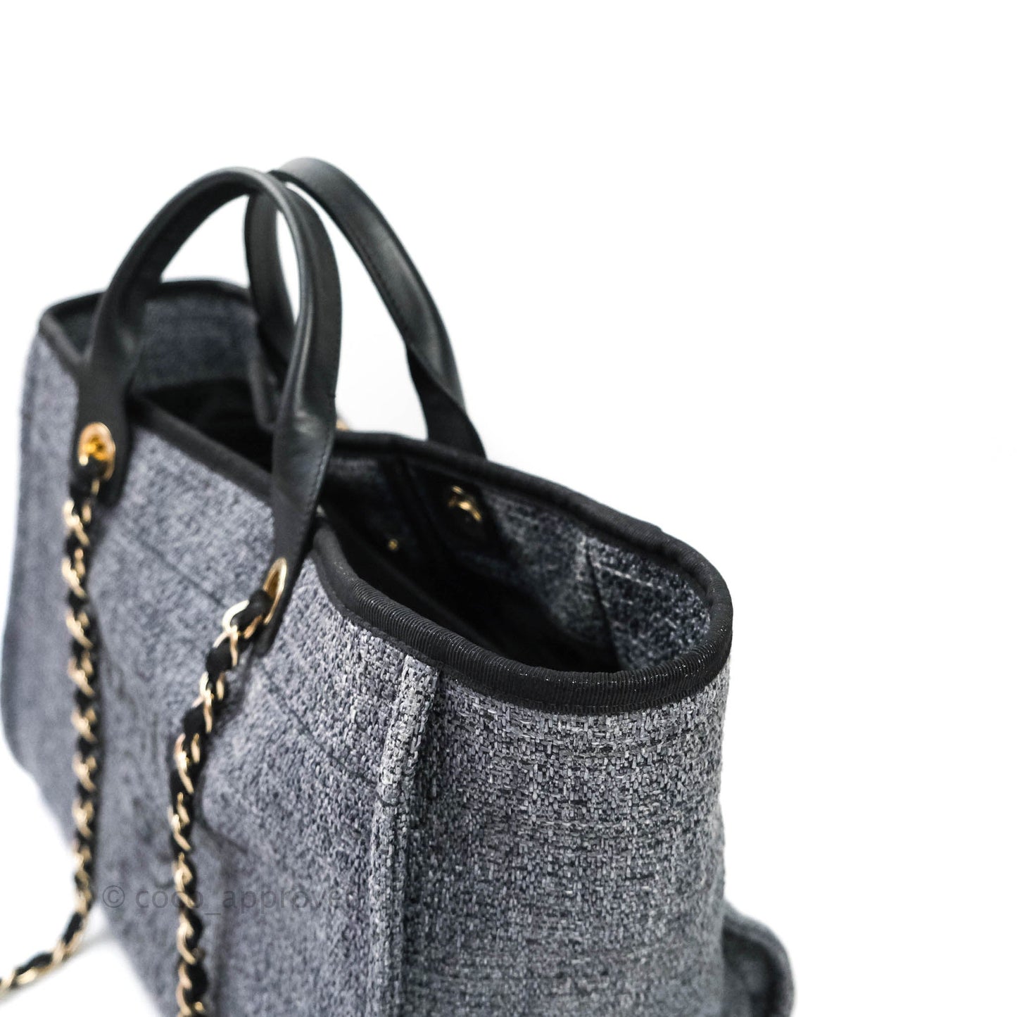 Chanel Large Deauville Charcoal Grey Canvas
